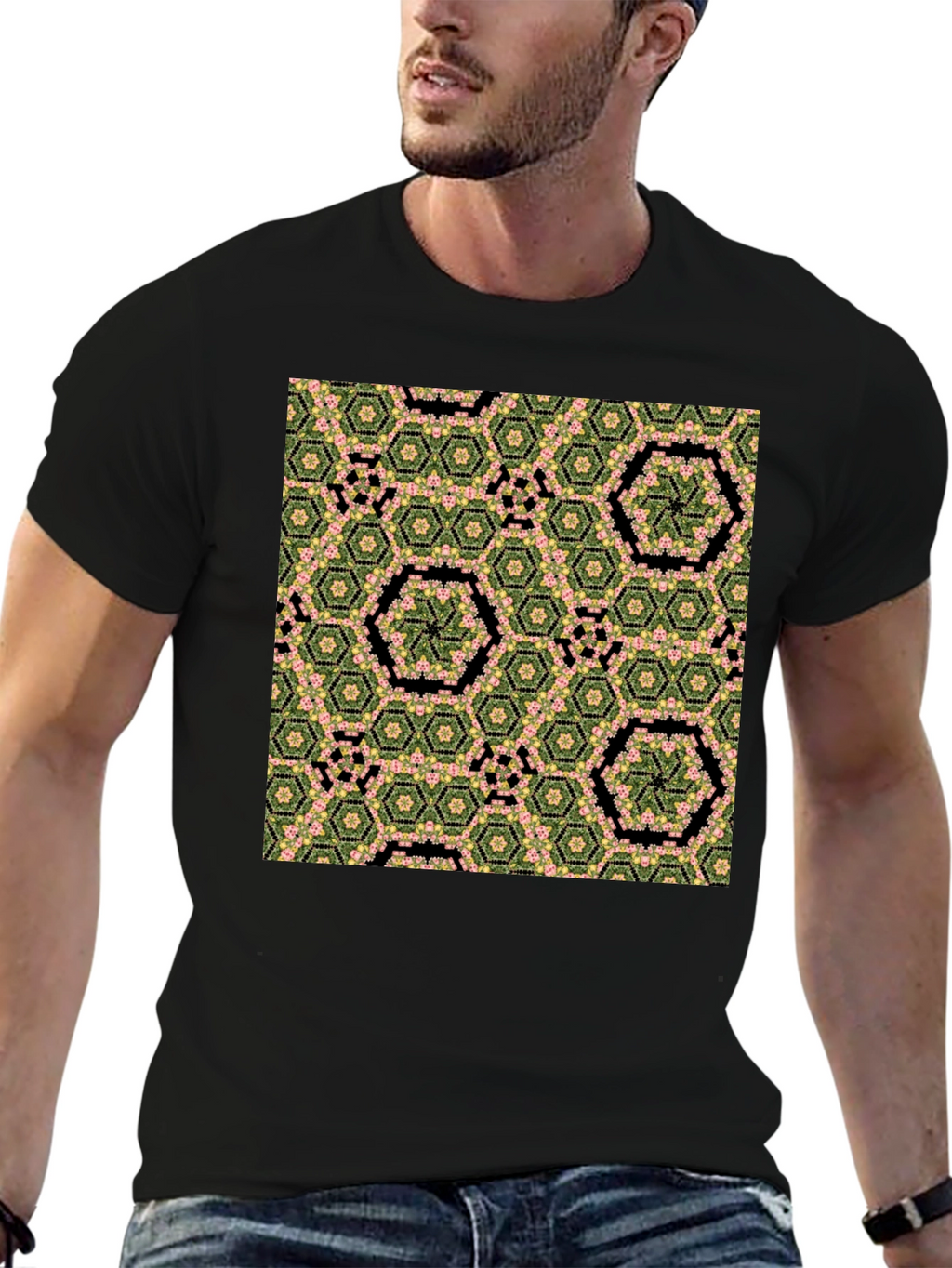 Hexagon Flower Pattern T-Shirt