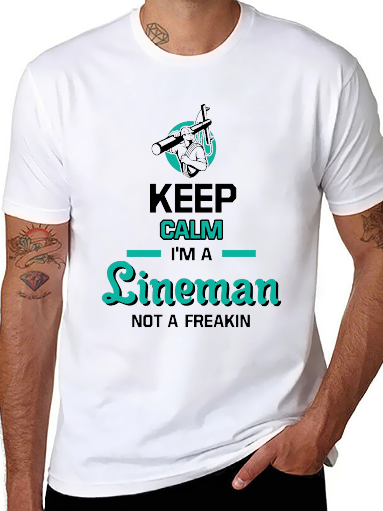 Keep Calm Lineman T-Shirt - Humorous Graphic Tee