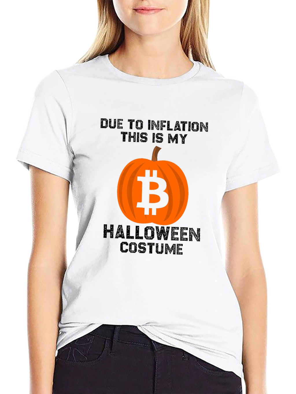Bitcoin Pumpkin Inflation Halloween Costume Black T-Shirt
