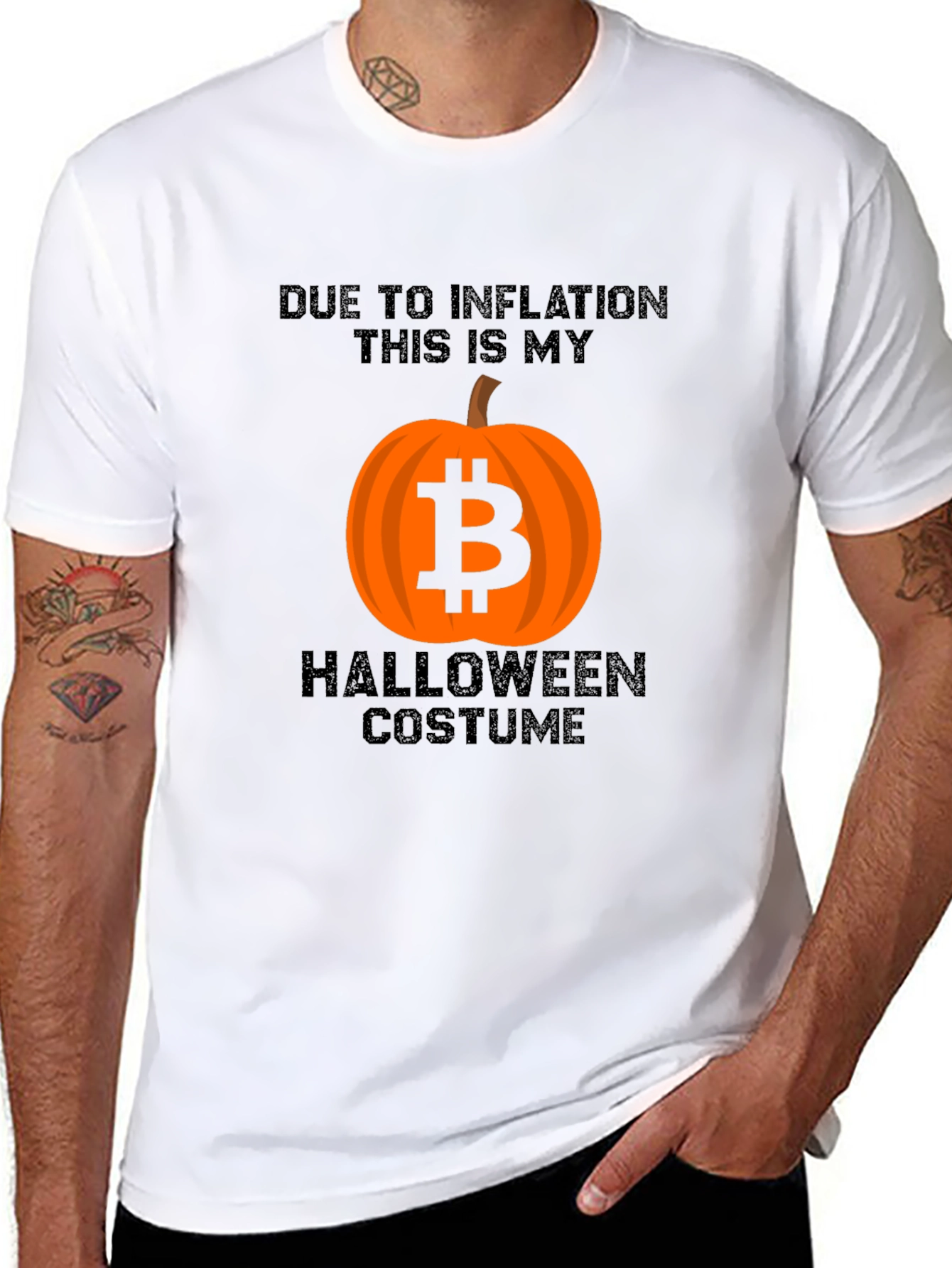 Bitcoin Pumpkin Inflation Halloween Costume Black T-Shirt