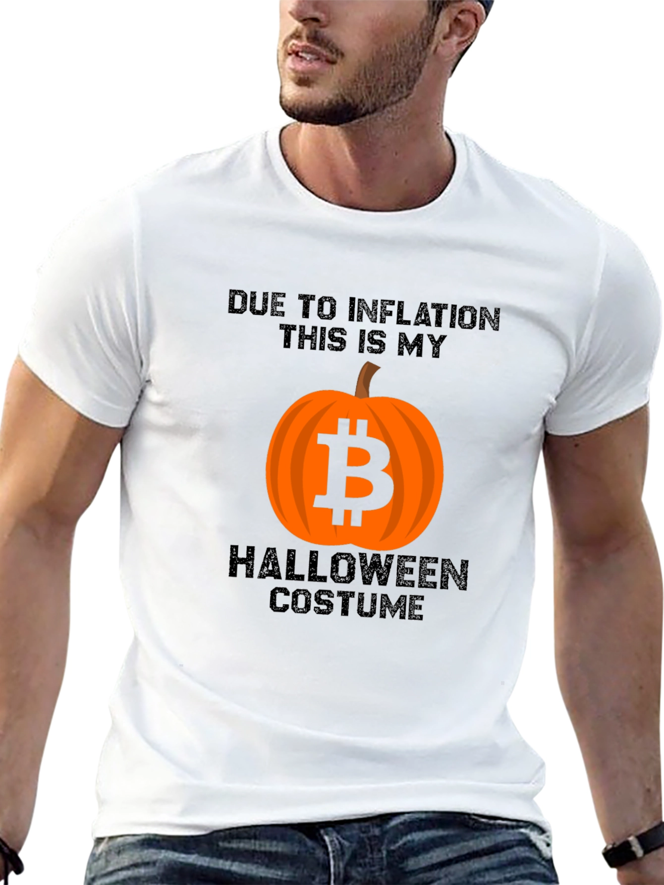 Bitcoin Pumpkin Inflation Halloween Costume Black T-Shirt