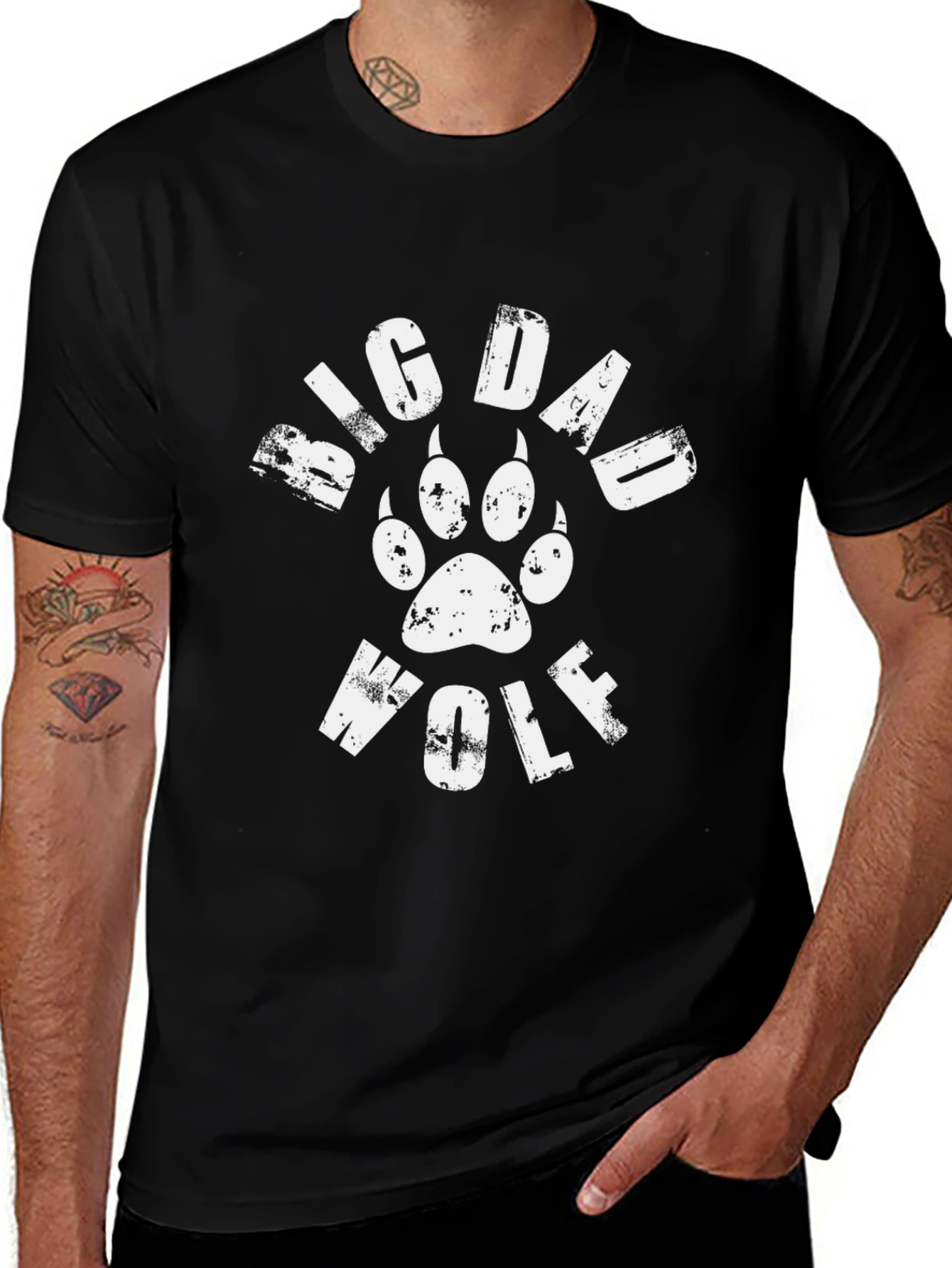 Big Dad Wolf Graphic T-Shirt - Mens Black Tee