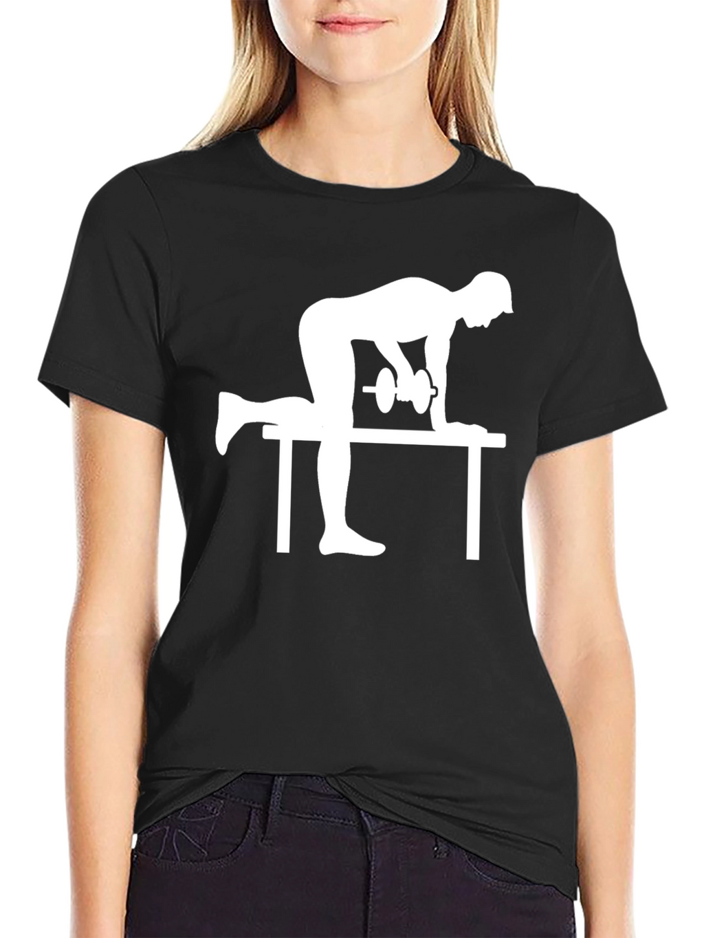 Workout Silhouette Graphic Tee - Black Cotton T-Shirt