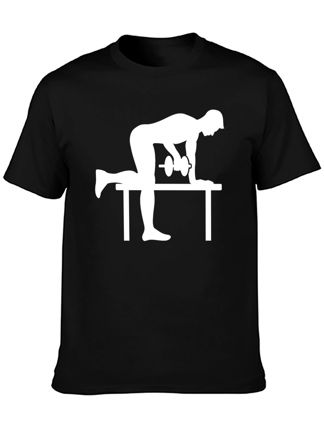 Workout Silhouette Graphic Tee - Black Cotton T-Shirt