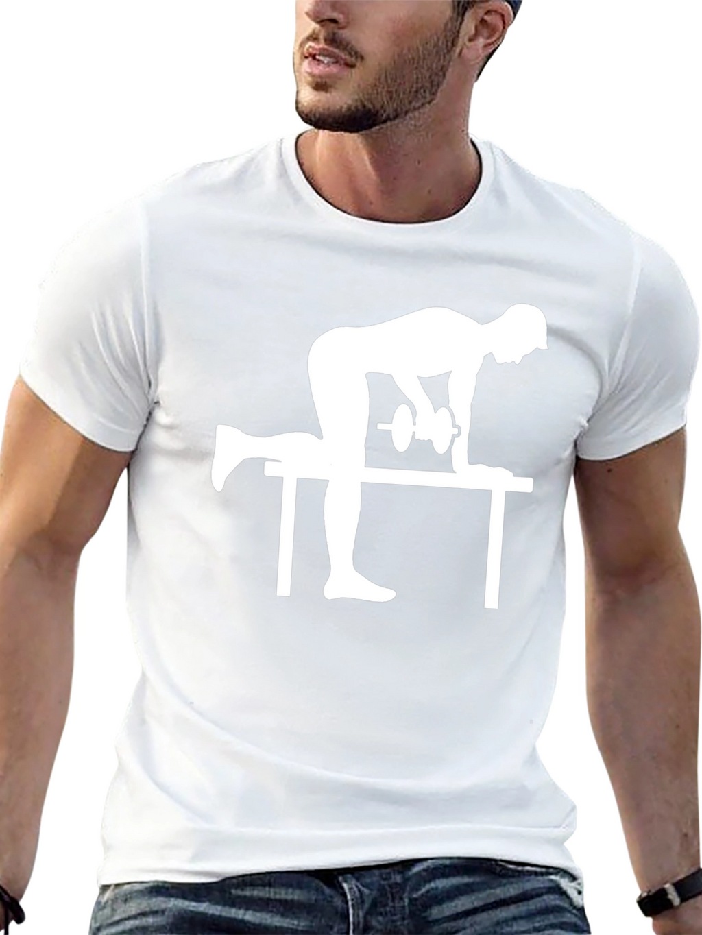 Workout Silhouette Graphic Tee - Black Cotton T-Shirt