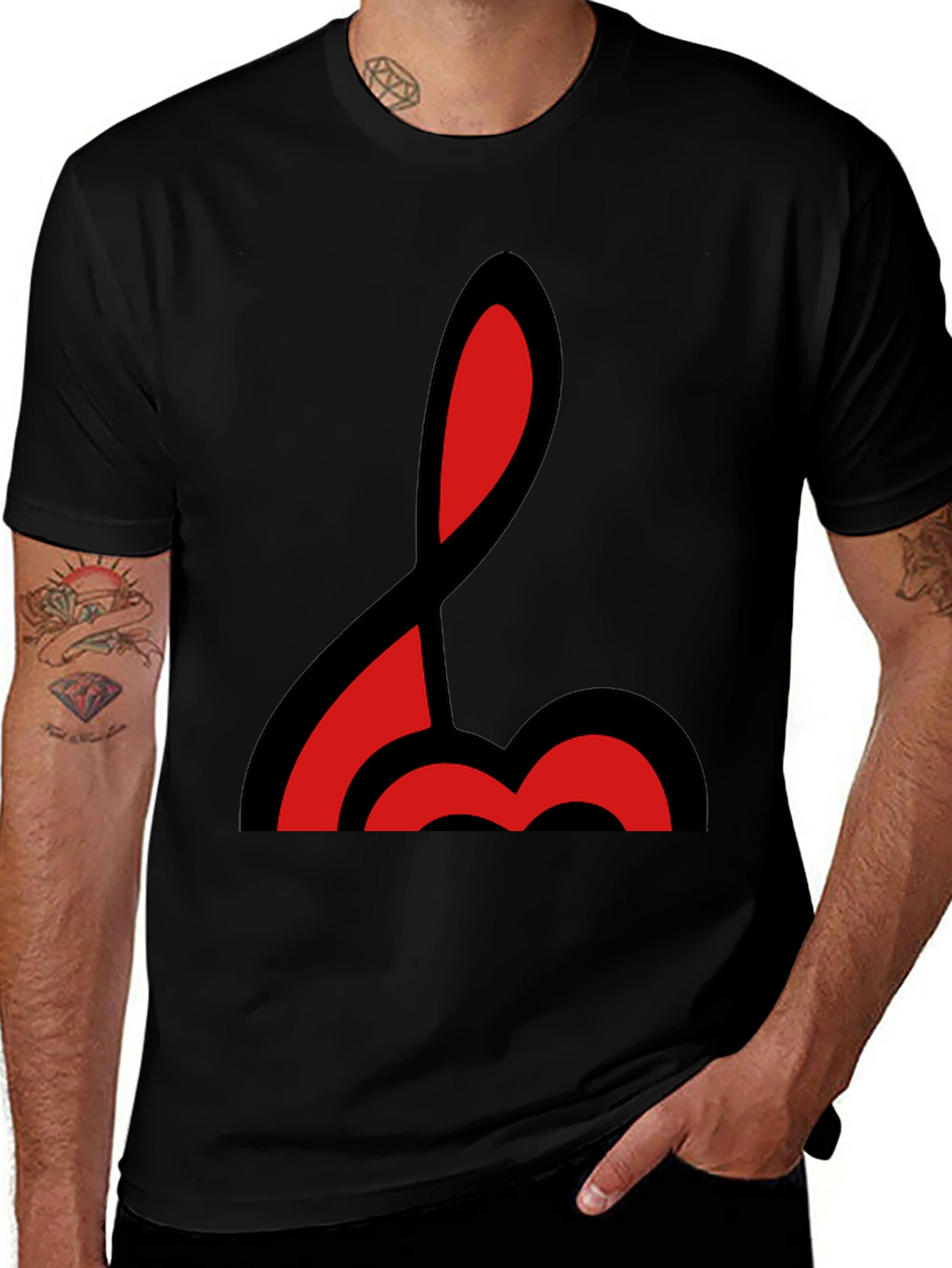 Abstract Red & Black Graphic T-Shirt