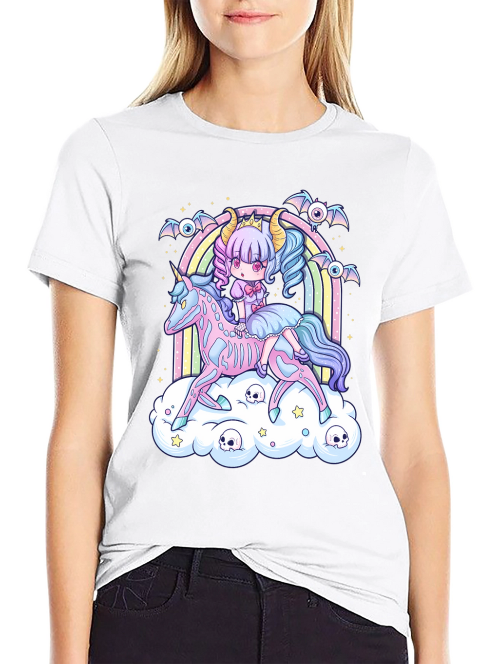 Gothic Pastel Girl Riding Unicorn T-Shirt