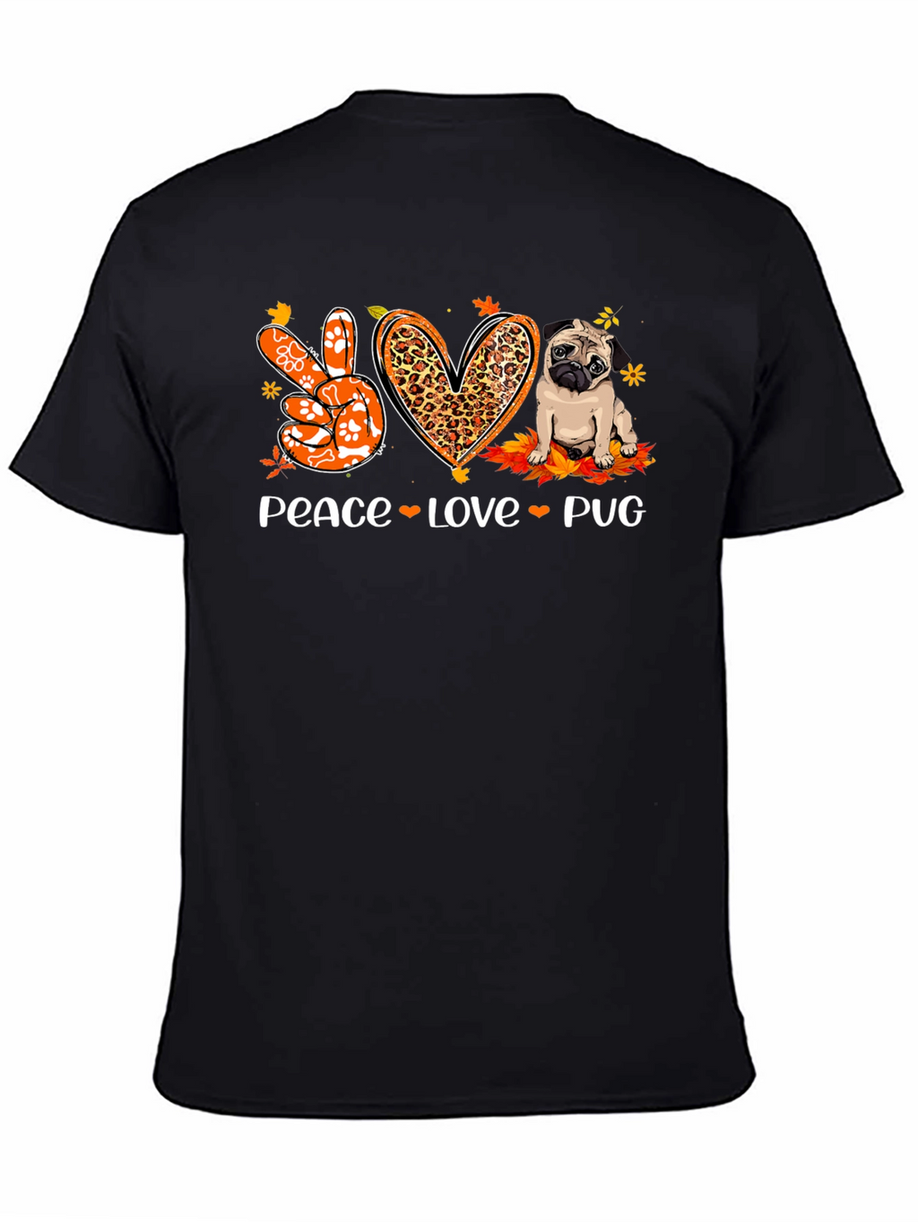 Peace Love Pug Black Graphic Tee