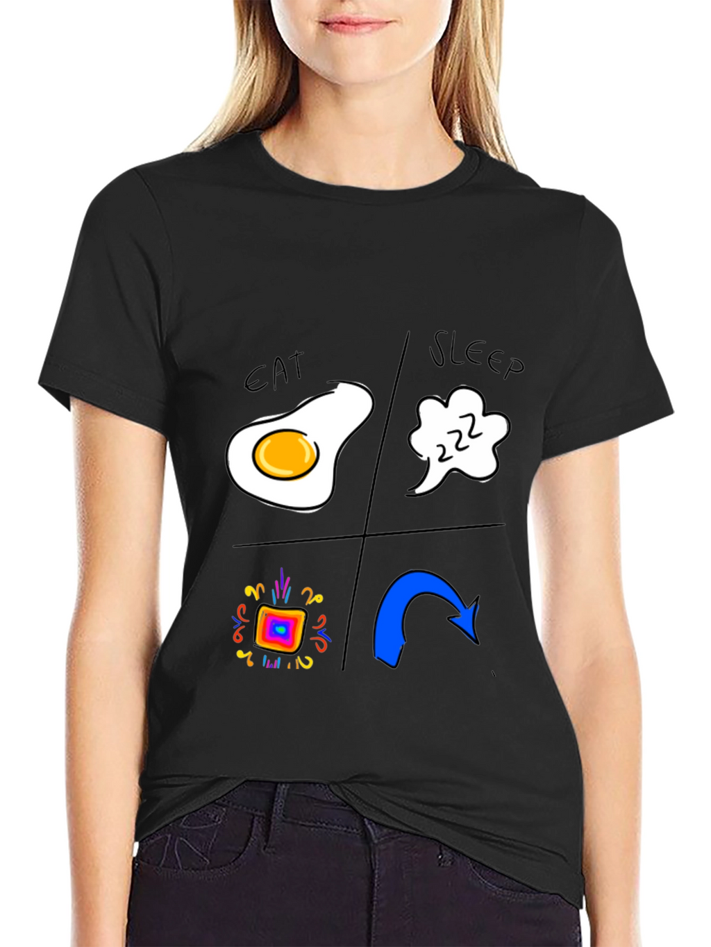 Eat Sleep Rave Repeat Black T-Shirt