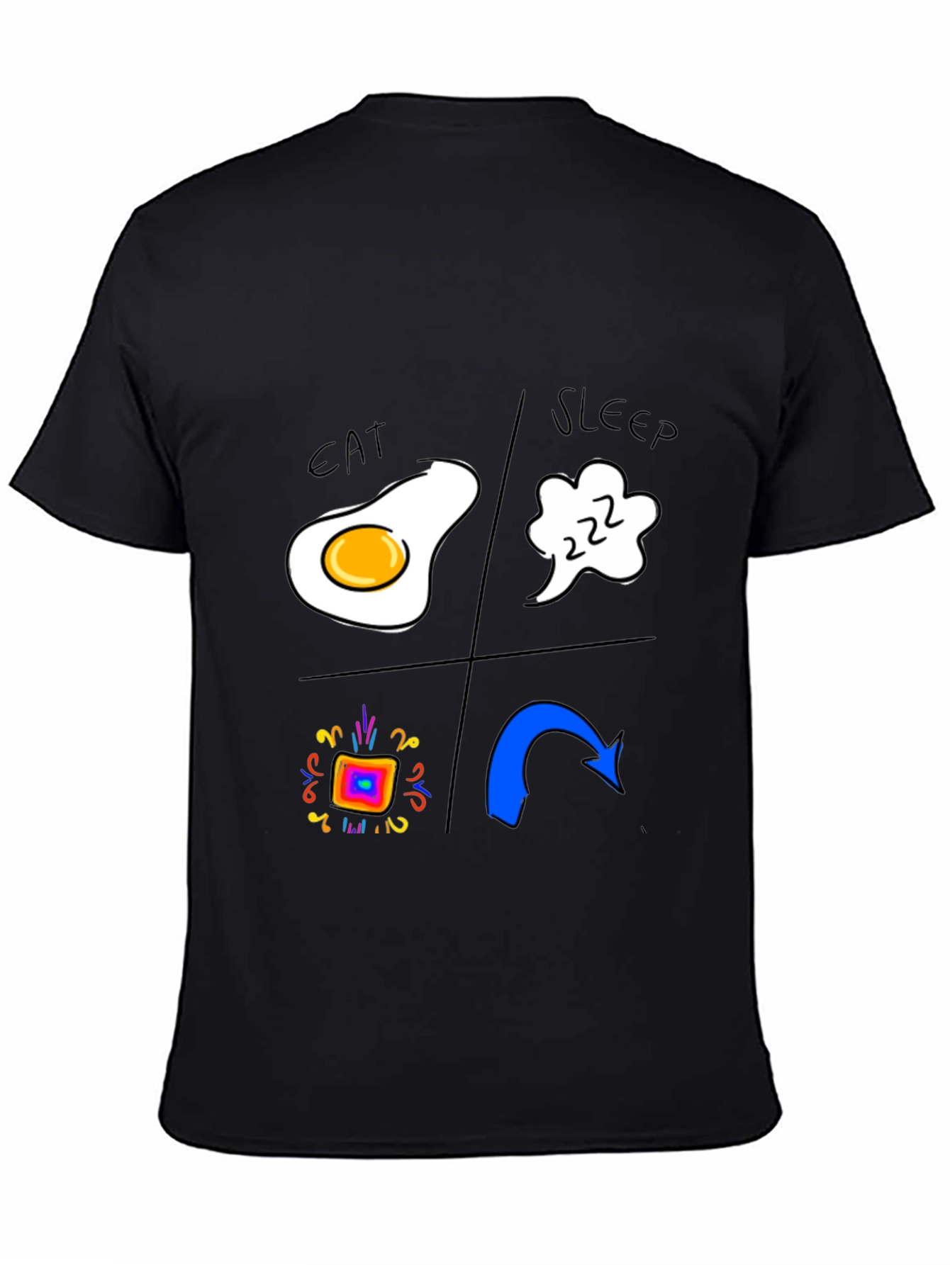 Eat Sleep Rave Repeat Black T-Shirt