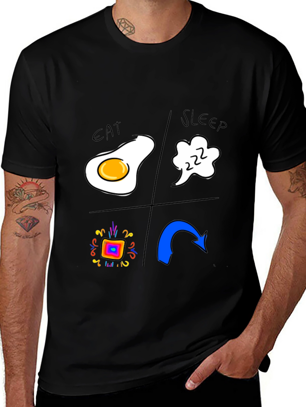 Eat Sleep Rave Repeat Black T-Shirt
