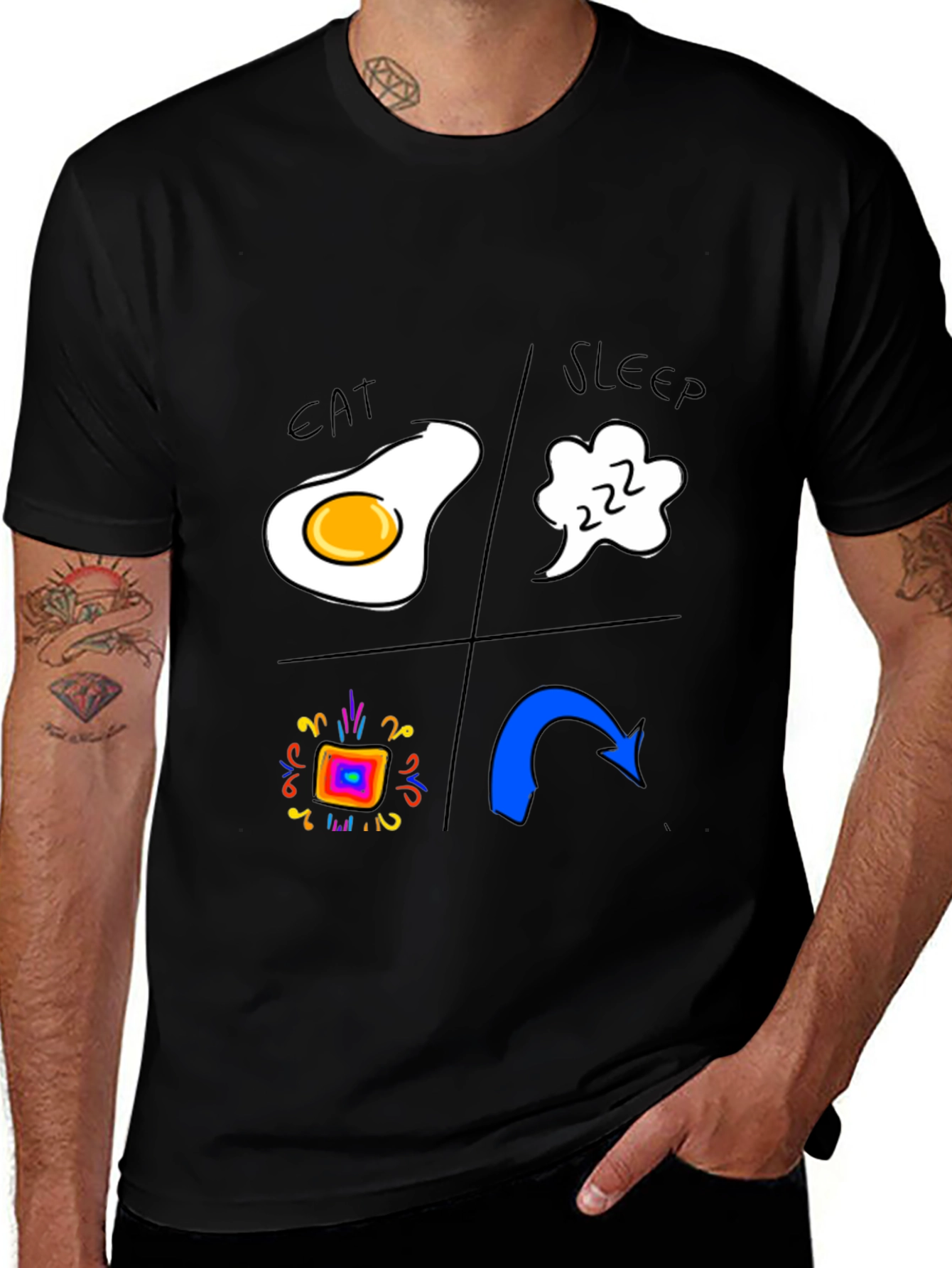 Eat Sleep Rave Repeat Black T-Shirt