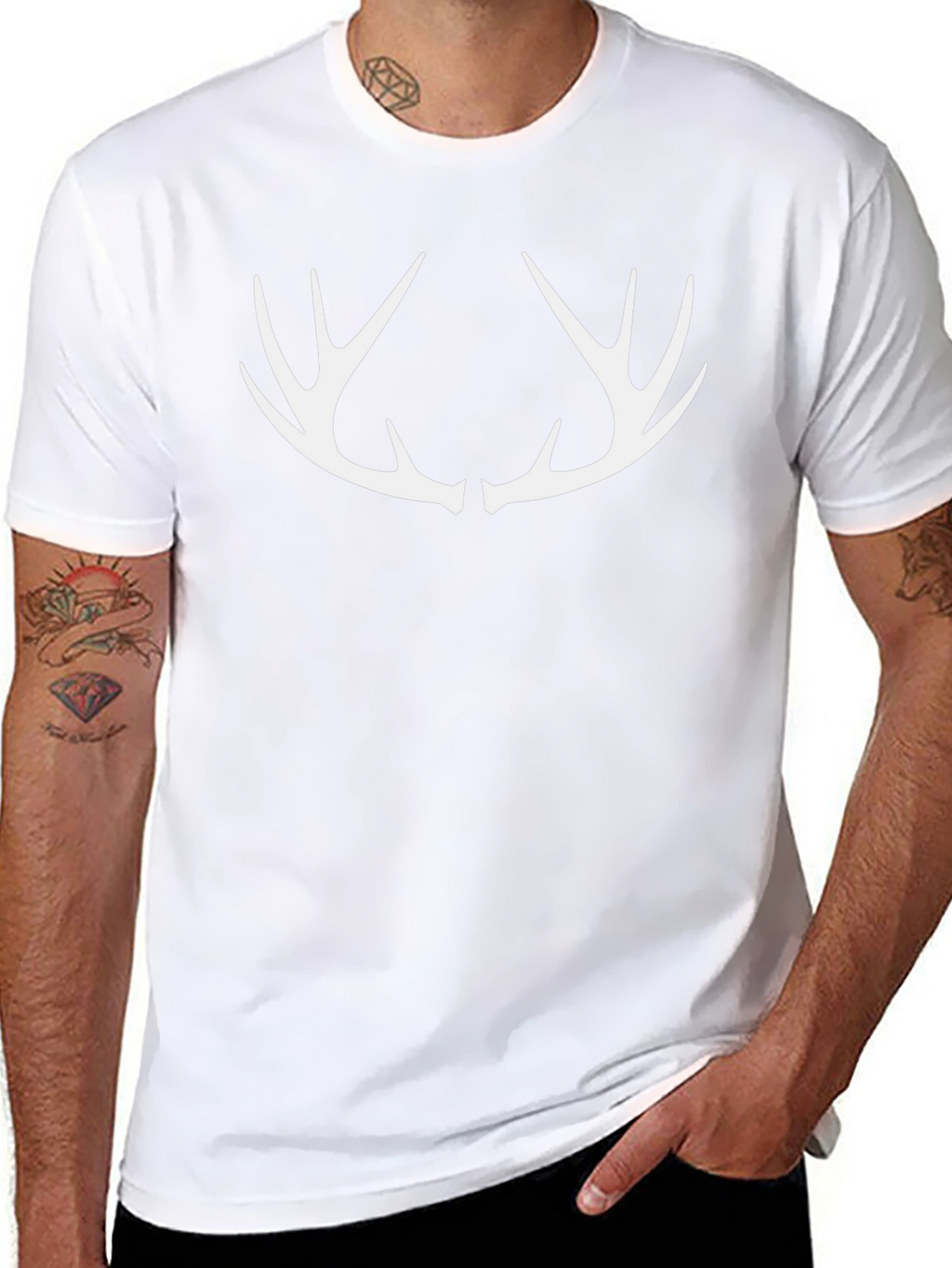 Antler Graphic Tee - Black Crew Neck Casual Shirt