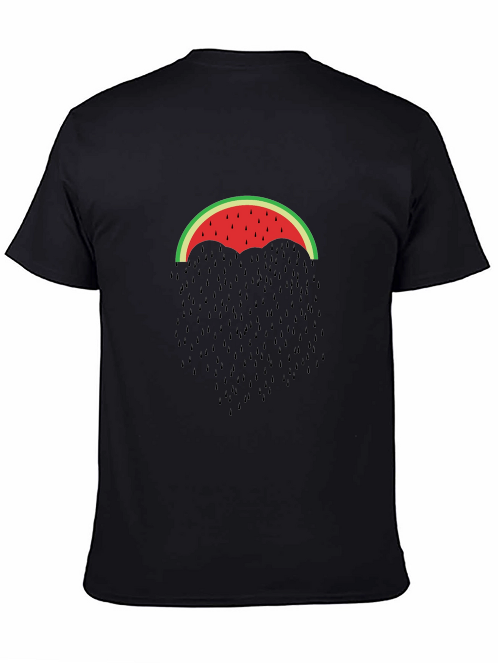 Watermelon Umbrella Graphic Tee - Black Cotton T-Shirt