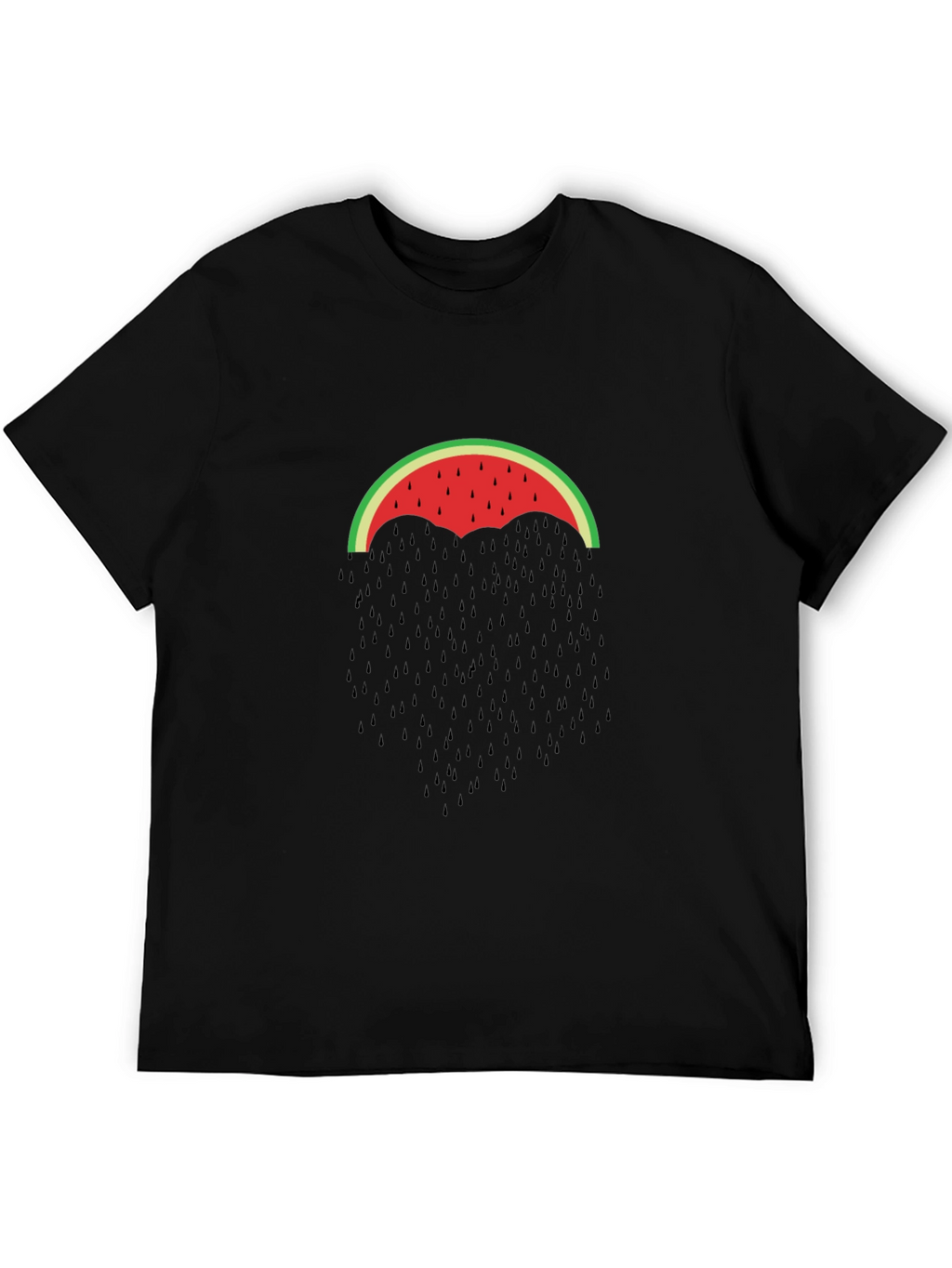 Watermelon Umbrella Graphic Tee - Black Cotton T-Shirt