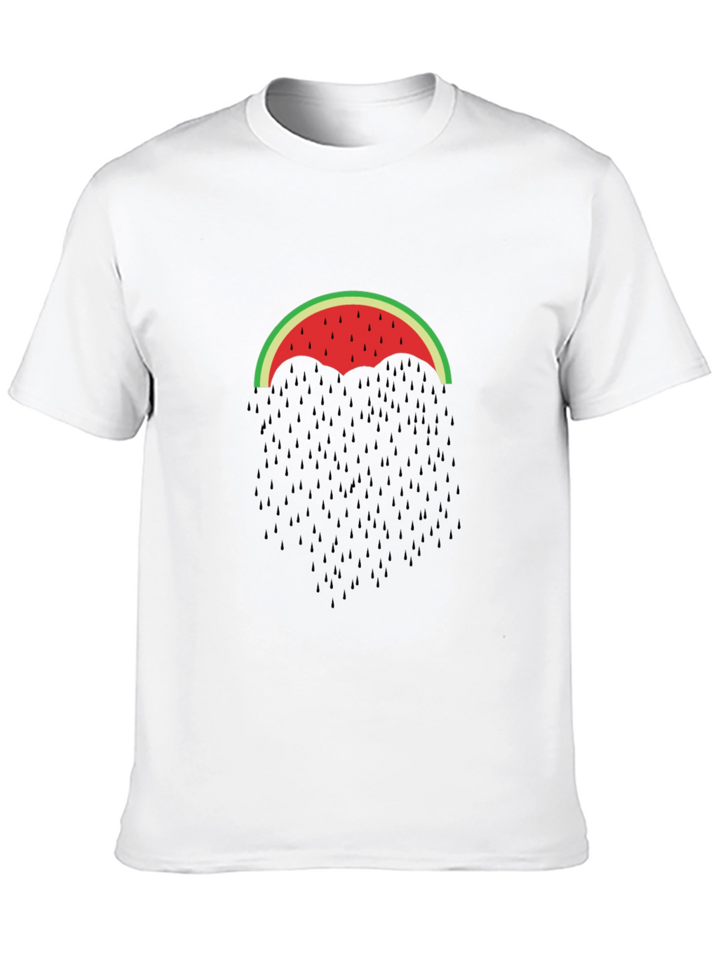 Watermelon Umbrella Graphic Tee - Black Cotton T-Shirt