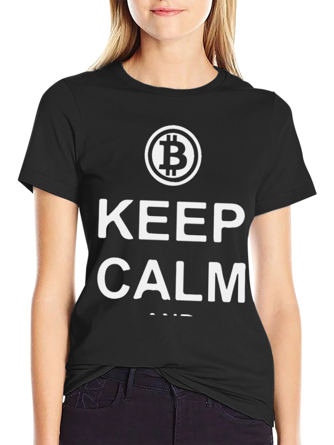 Keep Calm and Bitcoin T-Shirt - Black Crypto Tee