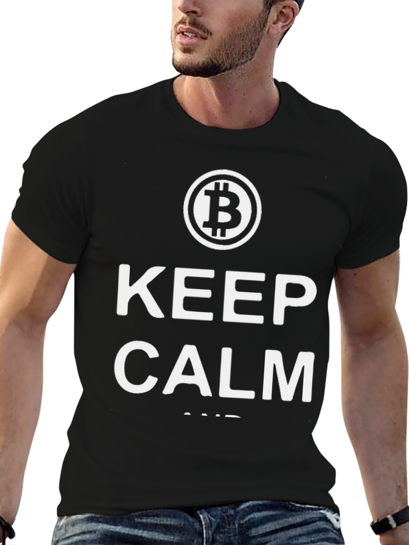 Keep Calm and Bitcoin T-Shirt - Black Crypto Tee