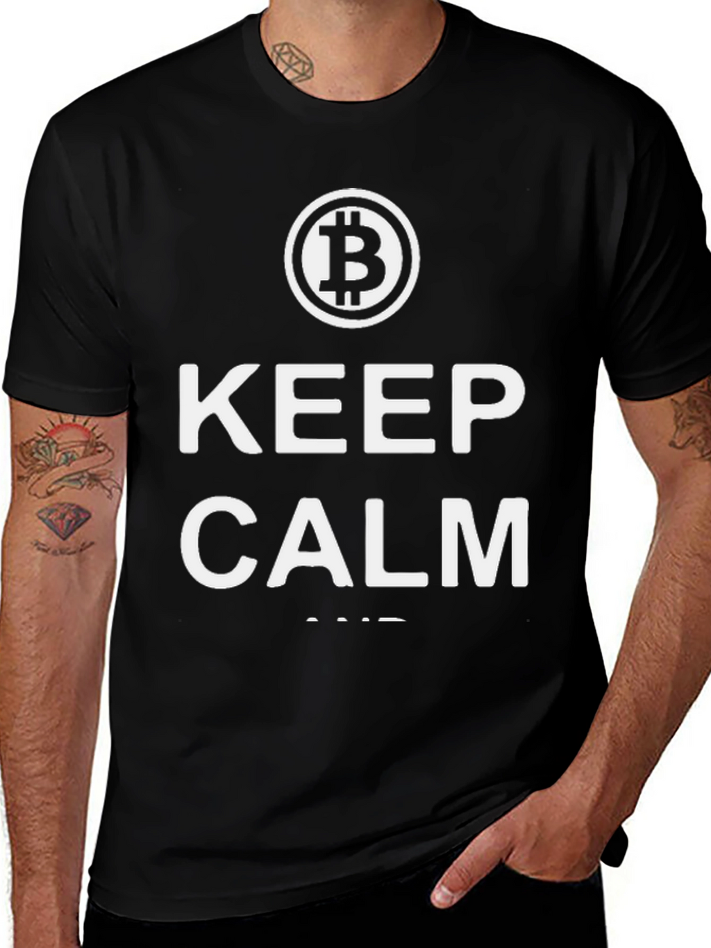 Keep Calm and Bitcoin T-Shirt - Black Crypto Tee