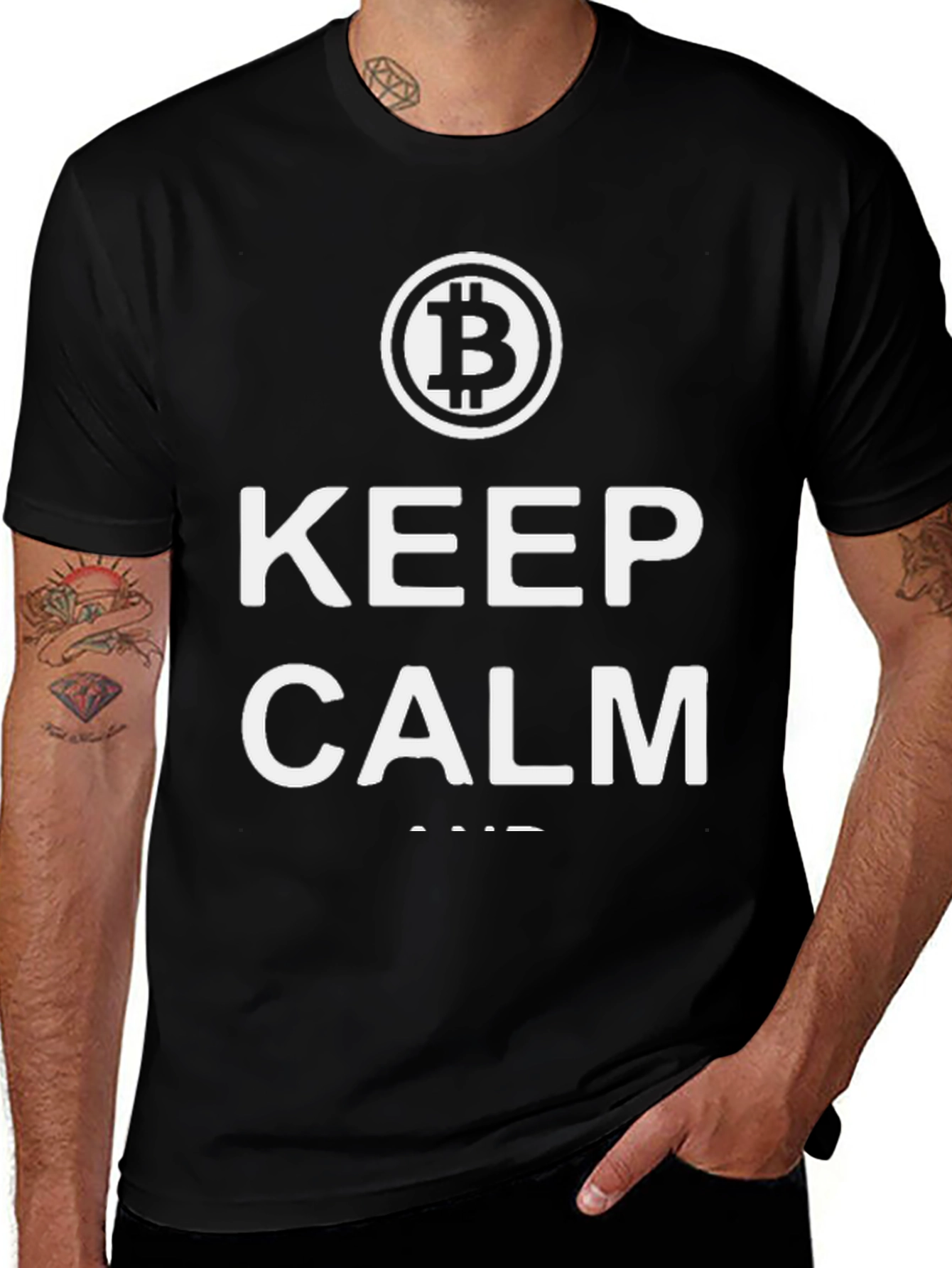 Keep Calm and Bitcoin T-Shirt - Black Crypto Tee
