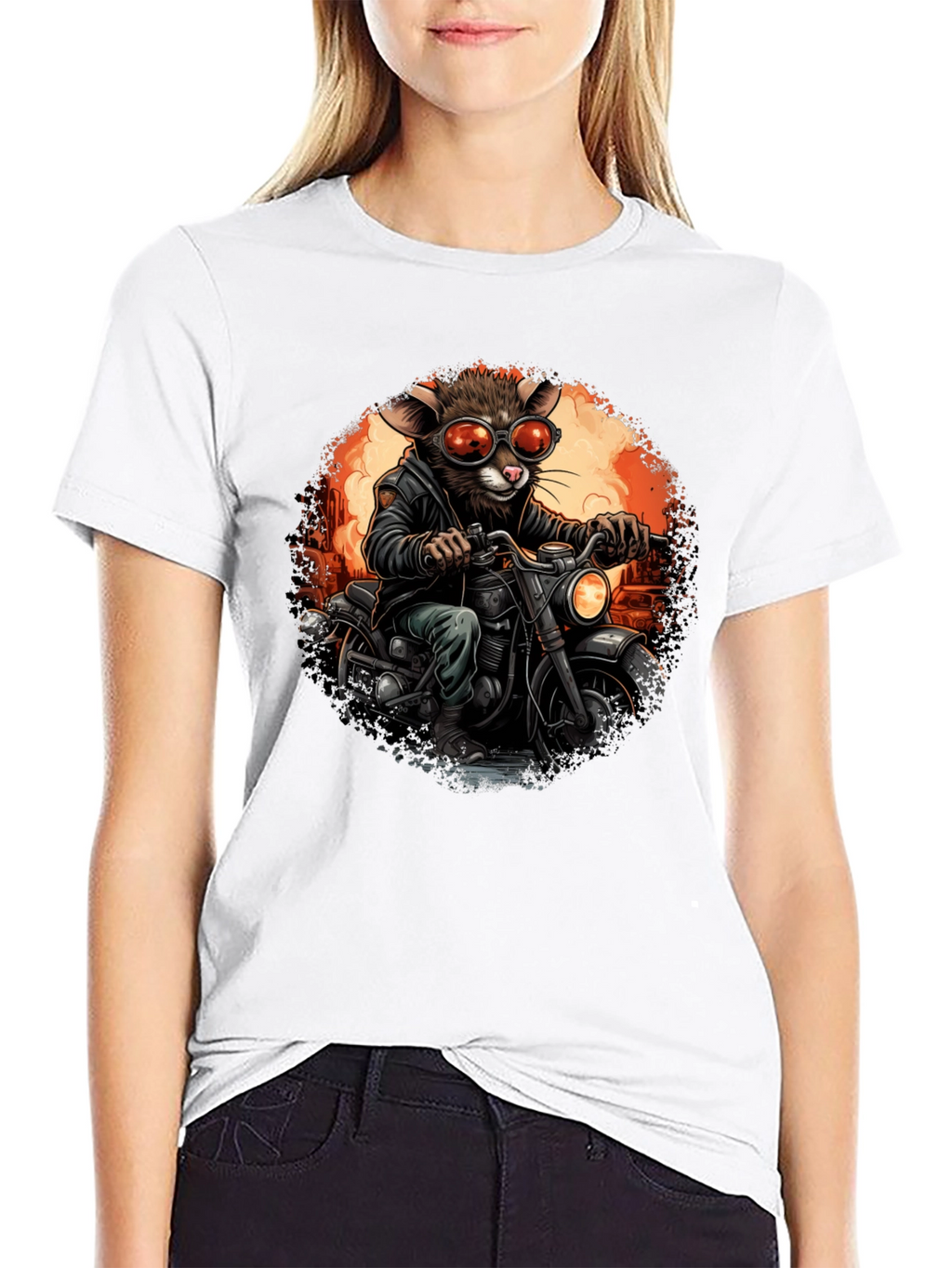Rat Biker T-Shirt - Cool Cartoon Animal Ride