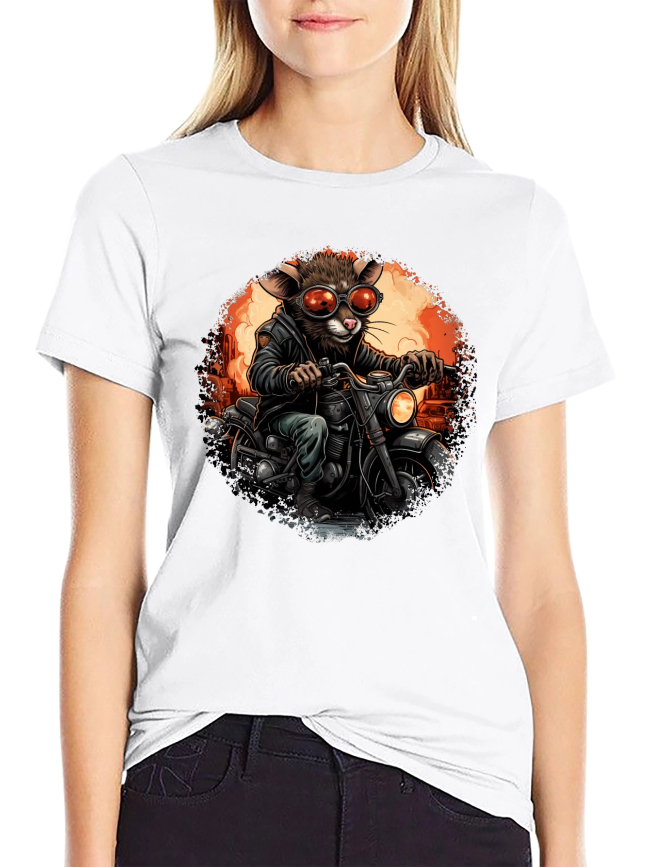 Rat Biker T-Shirt - Cool Cartoon Animal Ride