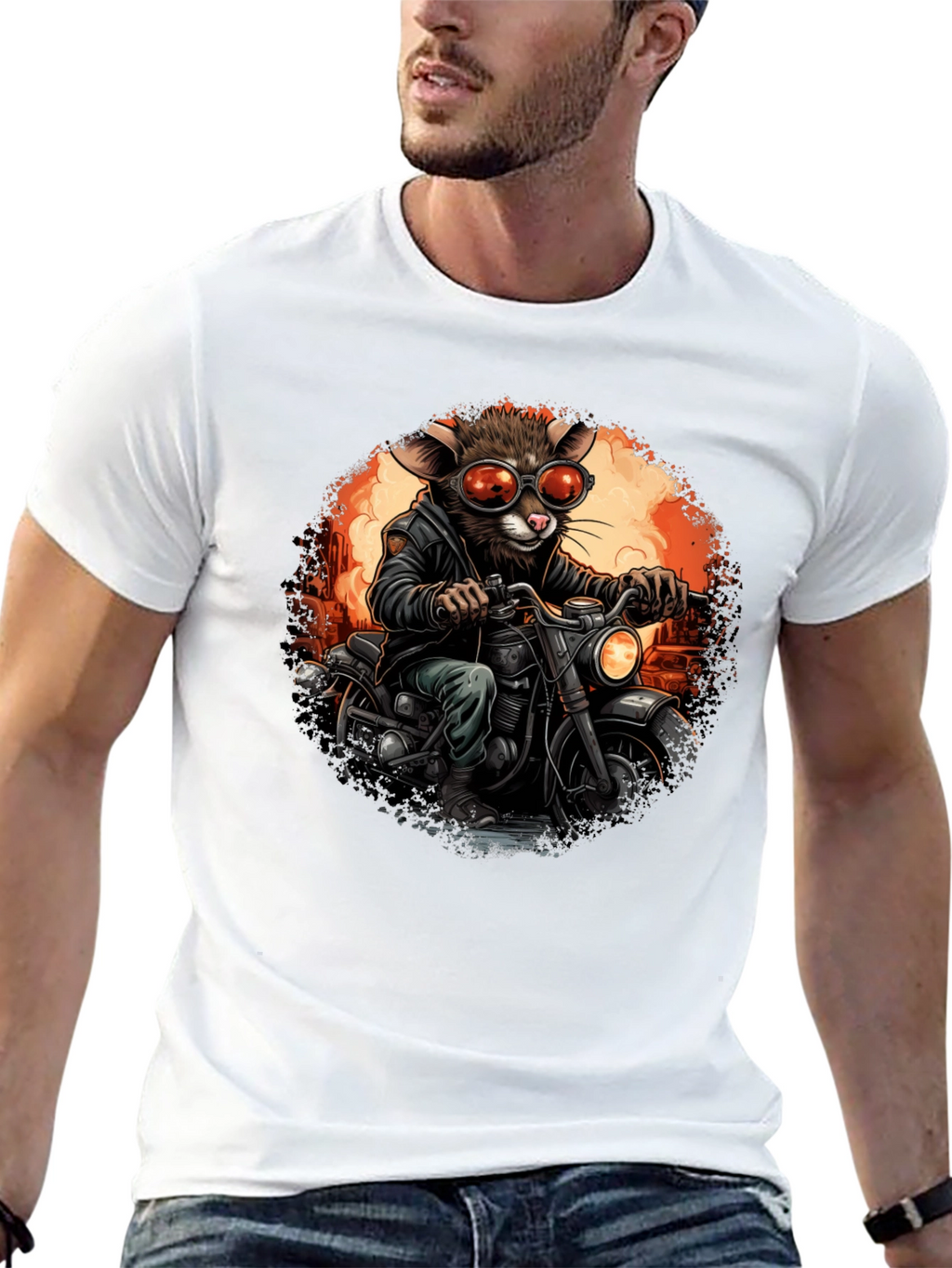 Rat Biker T-Shirt - Cool Cartoon Animal Ride