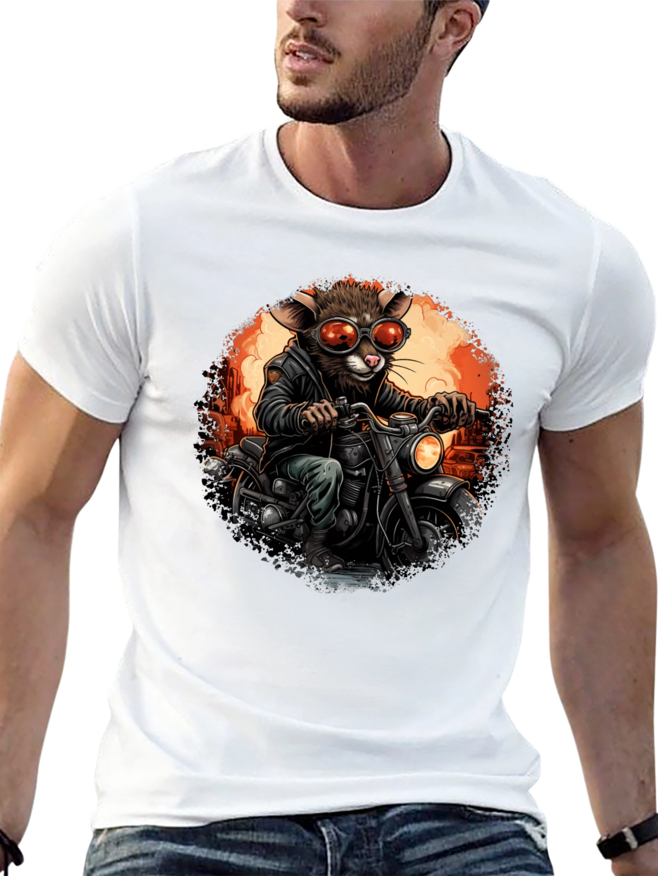 Rat Biker T-Shirt - Cool Cartoon Animal Ride
