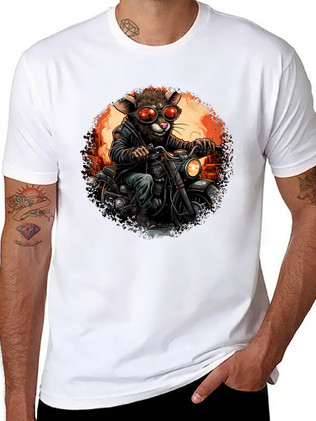 Rat Biker T-Shirt - Cool Cartoon Animal Ride
