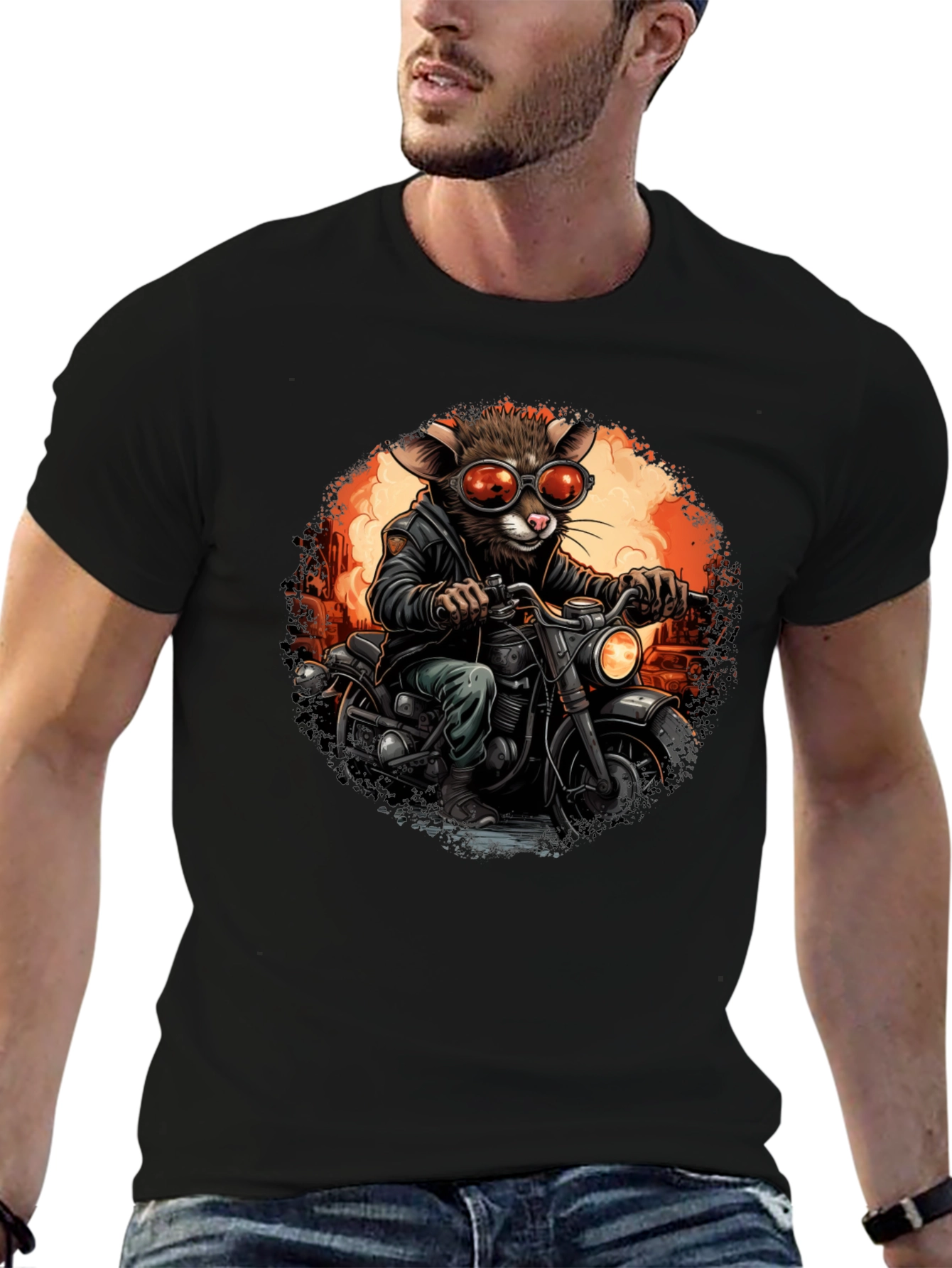 Rat Biker T-Shirt - Cool Cartoon Animal Ride
