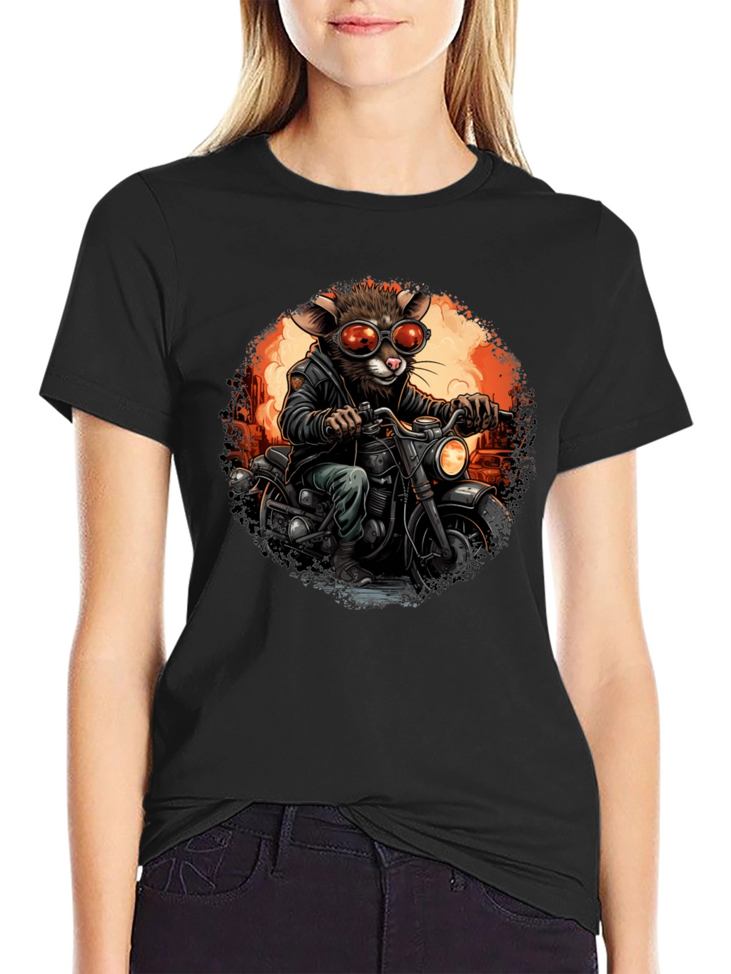 Rat Biker T-Shirt - Cool Cartoon Animal Ride