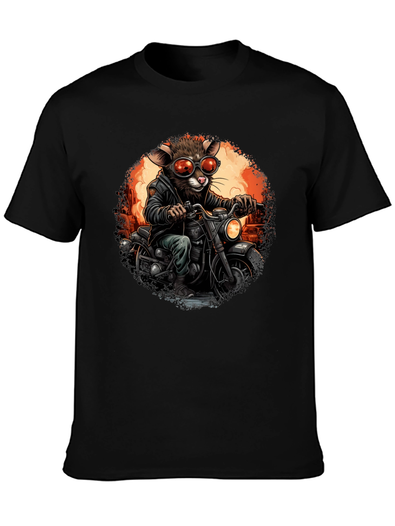 Rat Biker T-Shirt - Cool Cartoon Animal Ride
