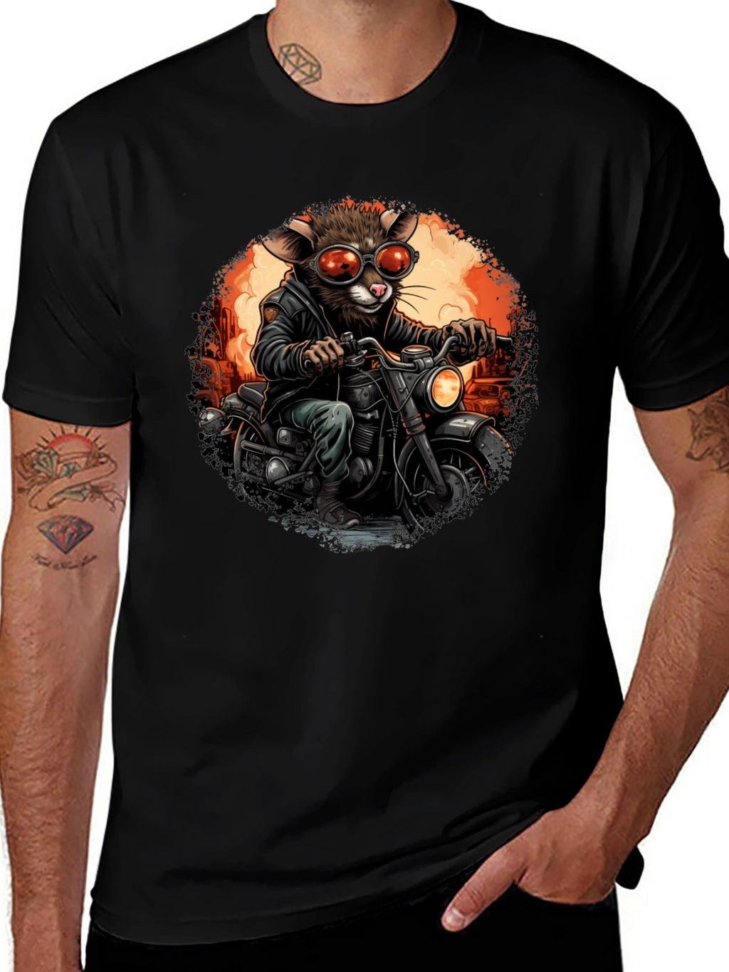 Rat Biker T-Shirt - Cool Cartoon Animal Ride
