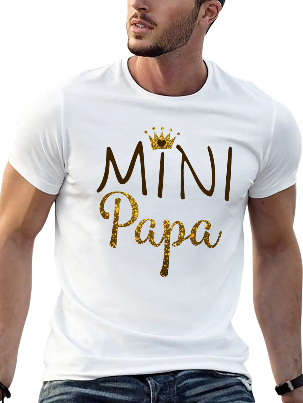 Mini Papa T-Shirt - Gold Glitter