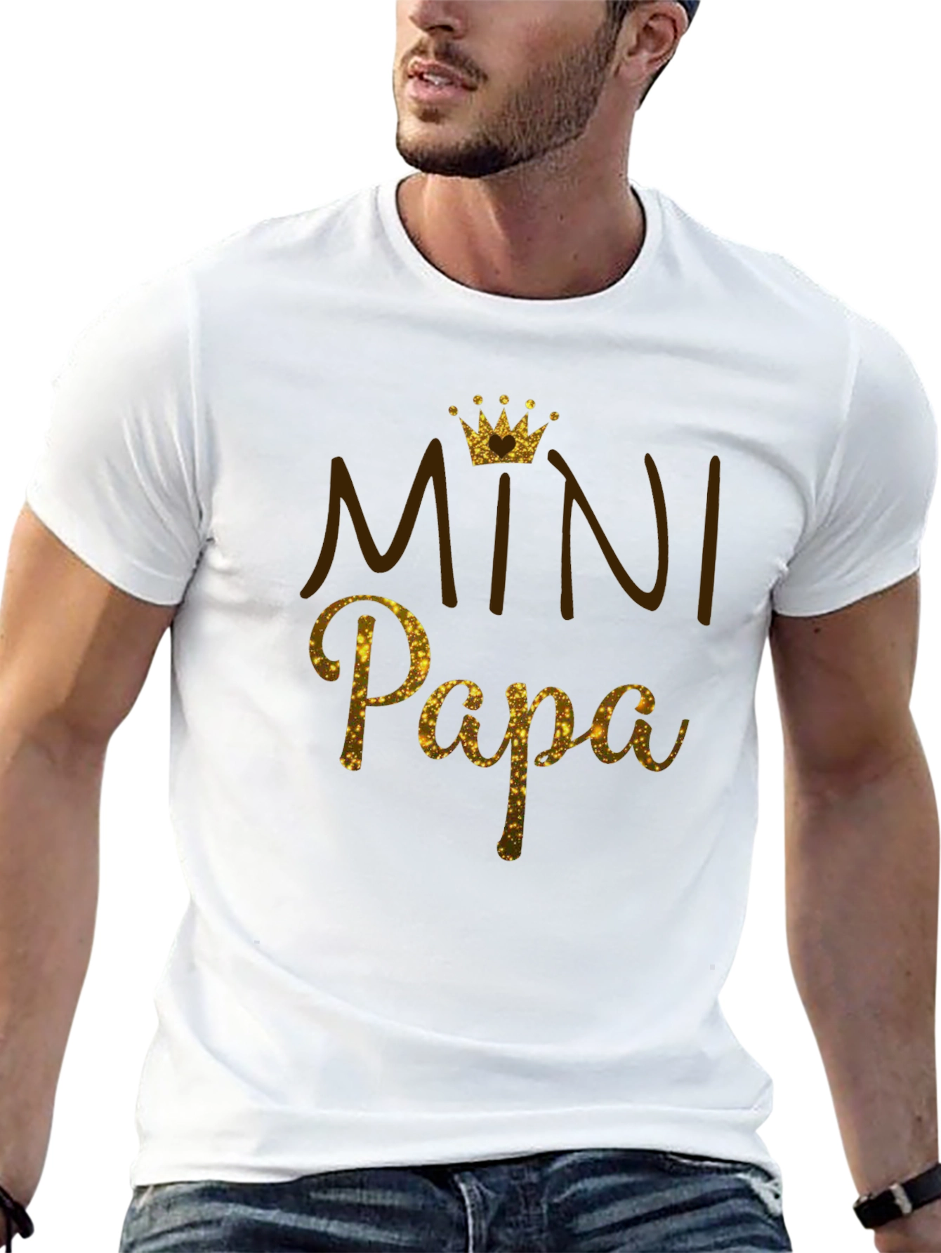 Mini Papa T-Shirt - Gold Glitter