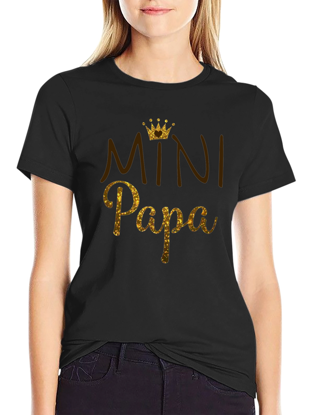Mini Papa T-Shirt - Gold Glitter
