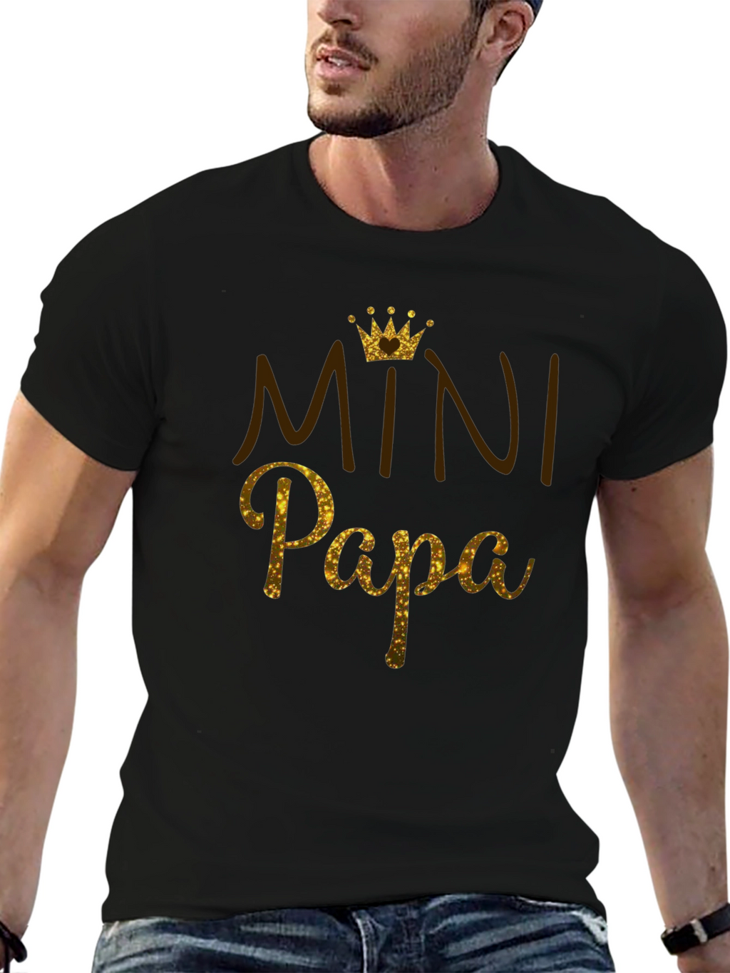 Mini Papa T-Shirt - Gold Glitter