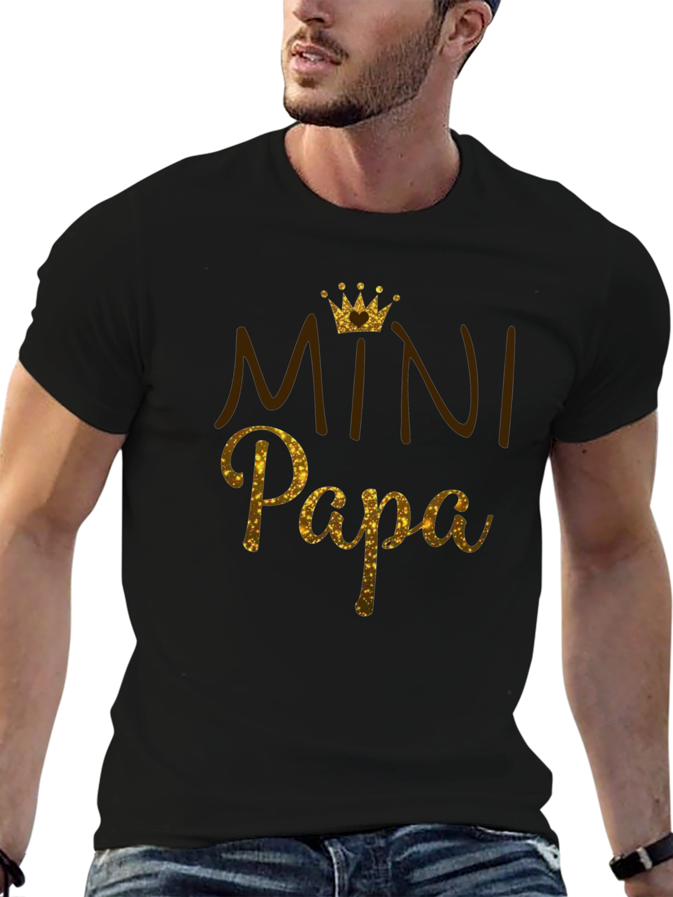 Mini Papa T-Shirt - Gold Glitter