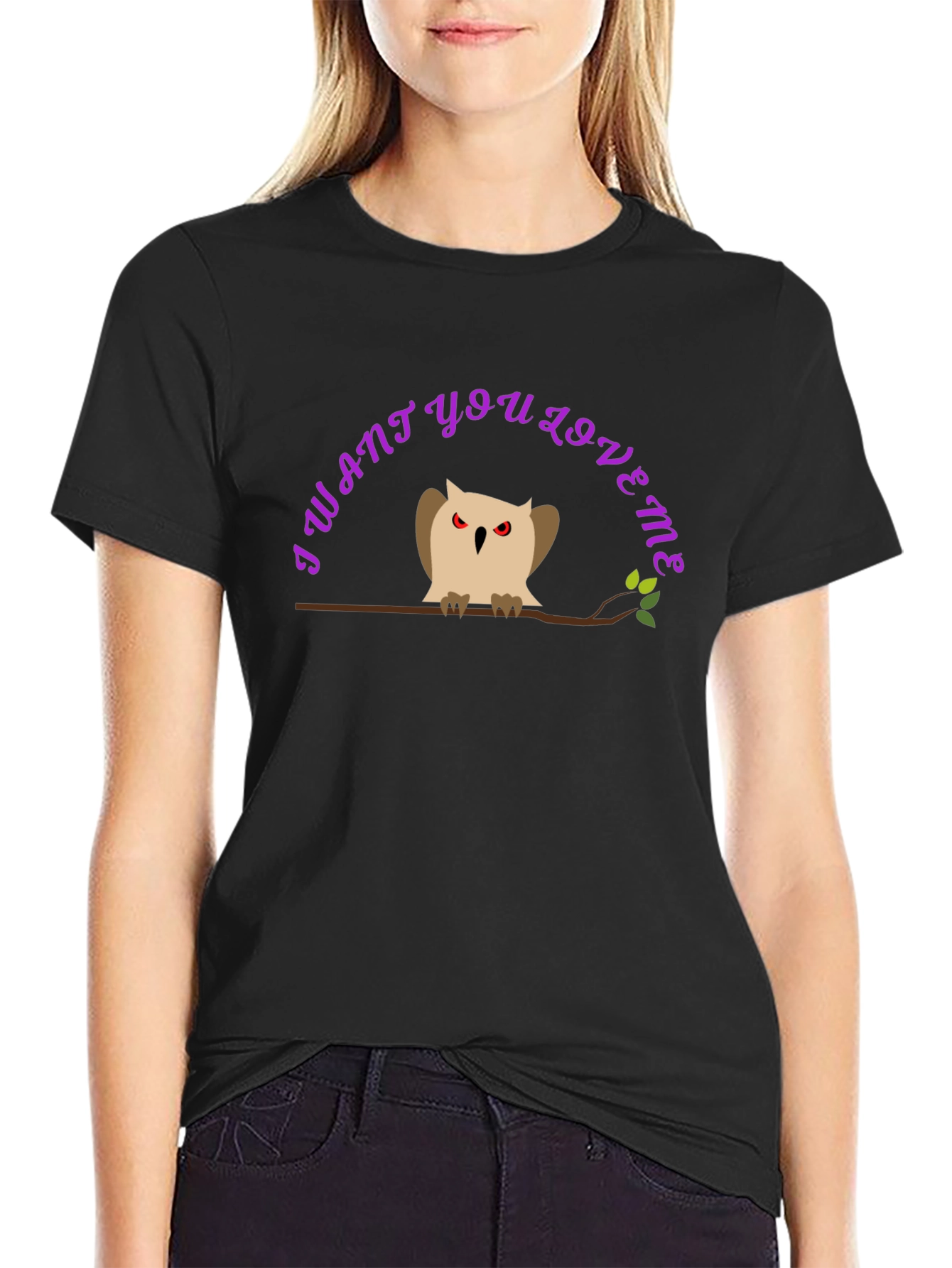 I Want You Love Me Owl Graphic T-Shirt