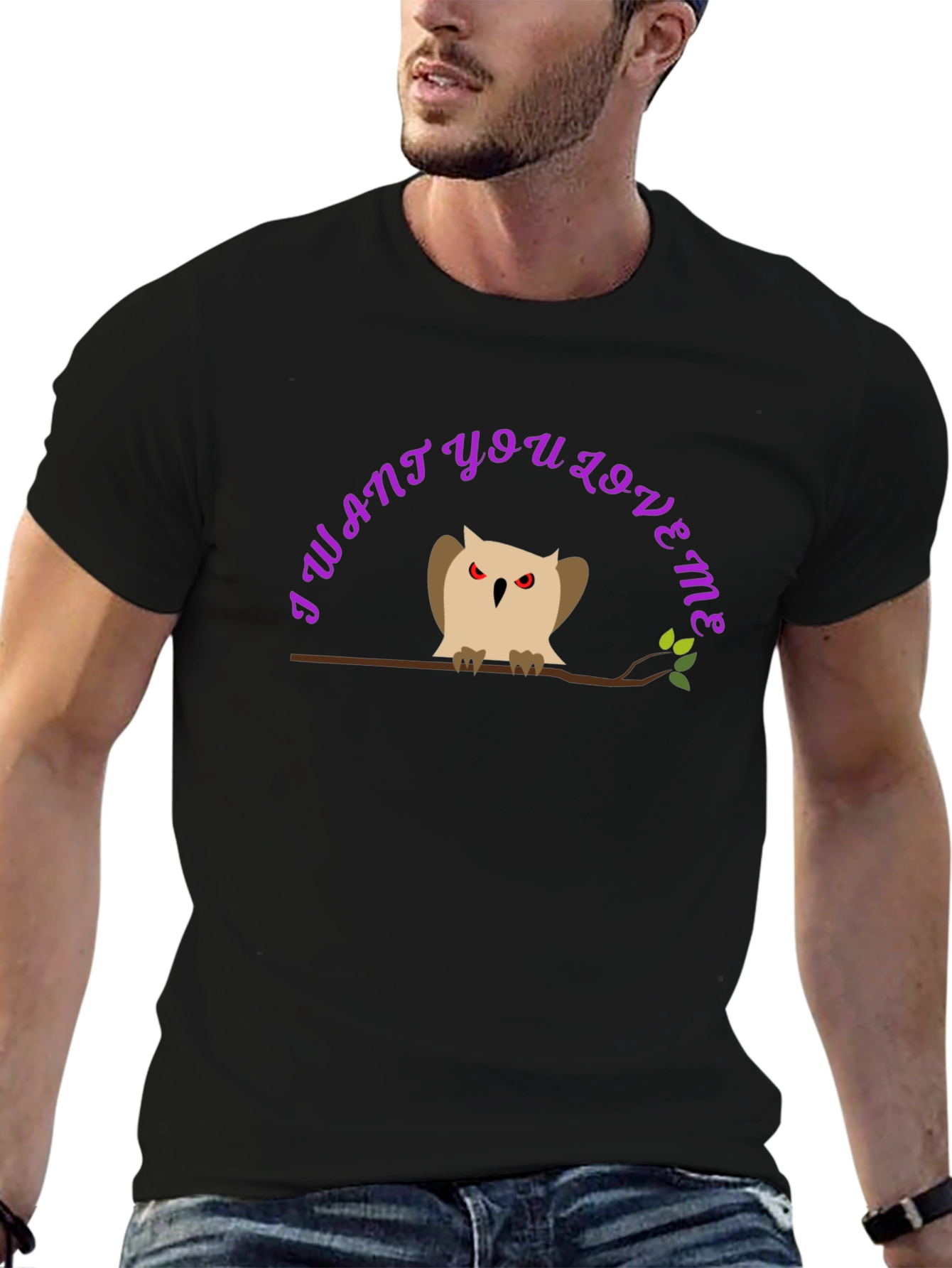 I Want You Love Me Owl Graphic T-Shirt