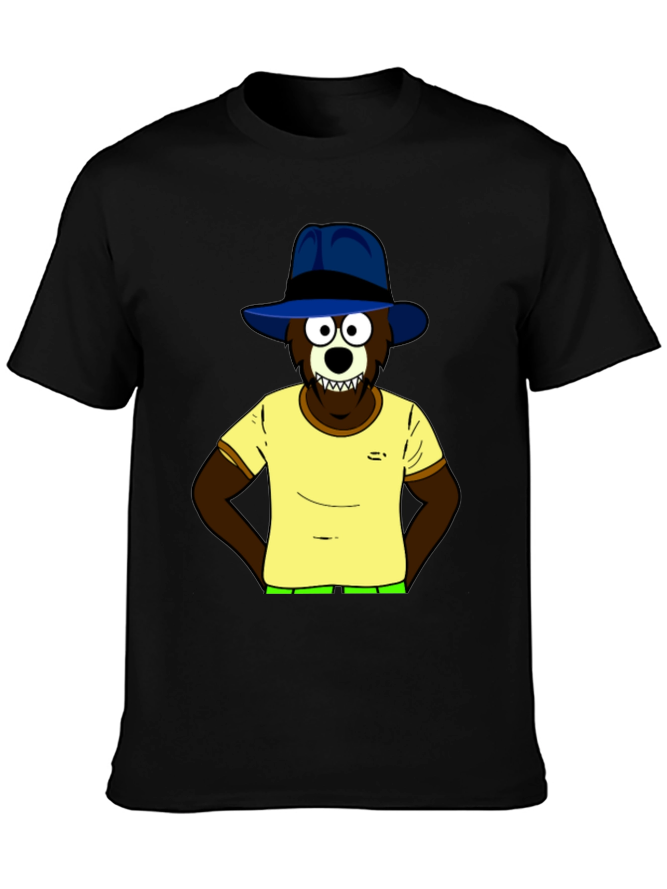 Cartoon Bear Graphic Tee - Cool & Comfy Black T-Shirt