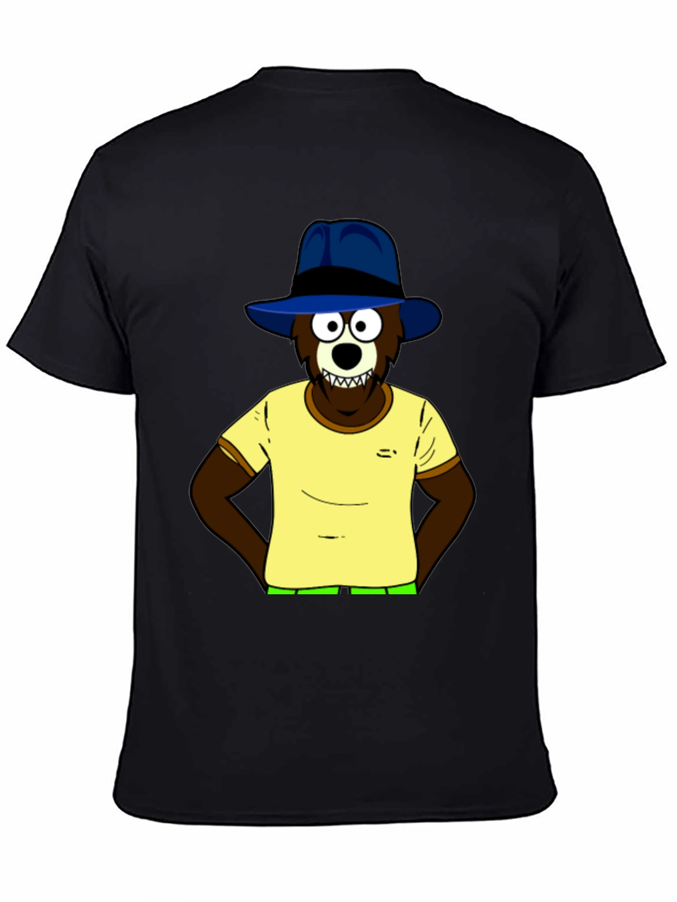 Cartoon Bear Graphic Tee - Cool & Comfy Black T-Shirt