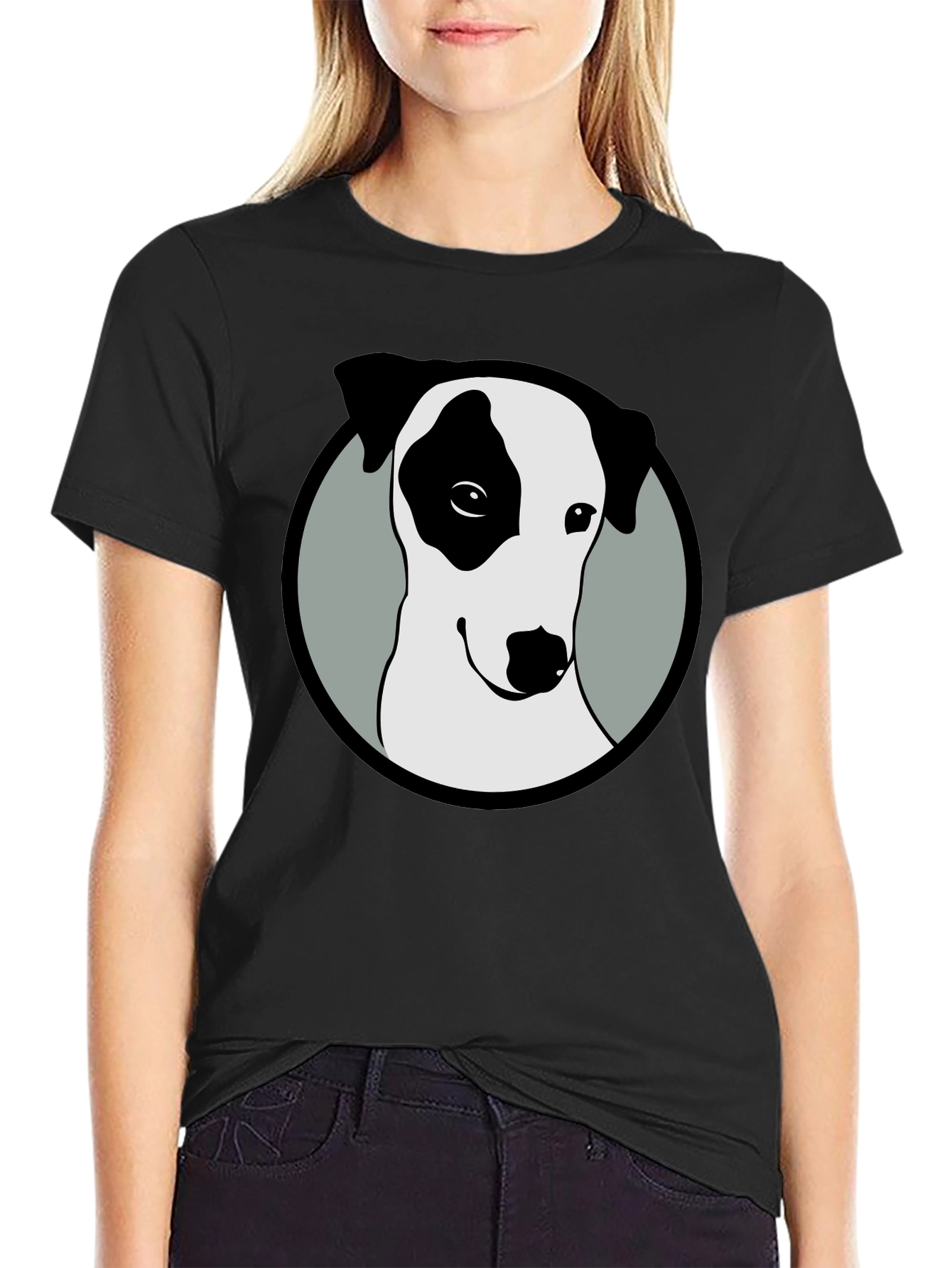 Dog Graphic Tee - Black Cotton Blend