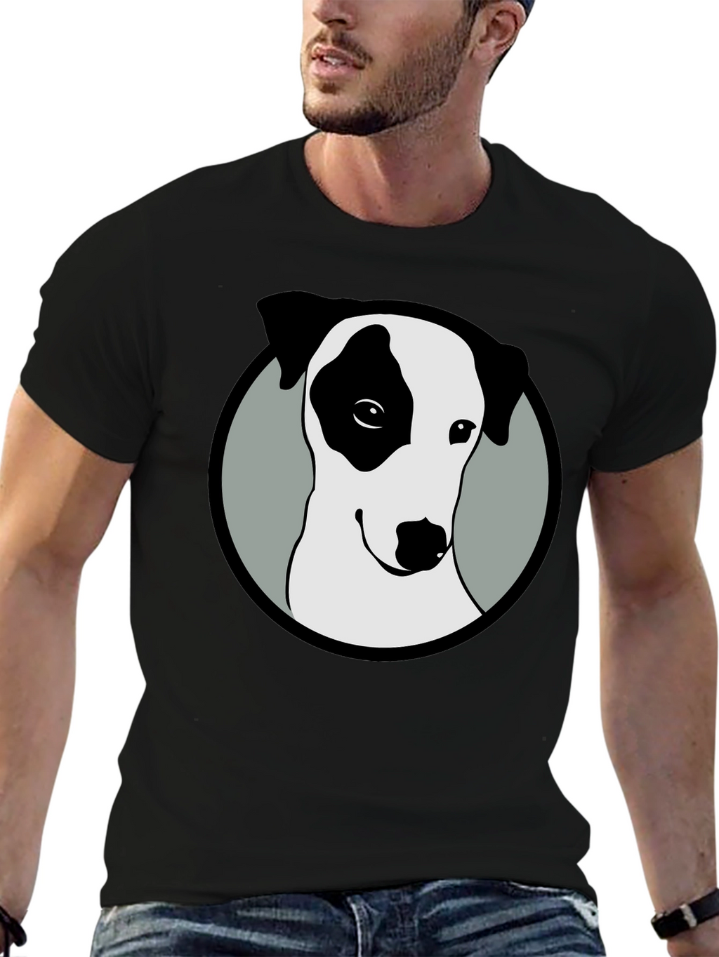 Dog Graphic Tee - Black Cotton Blend