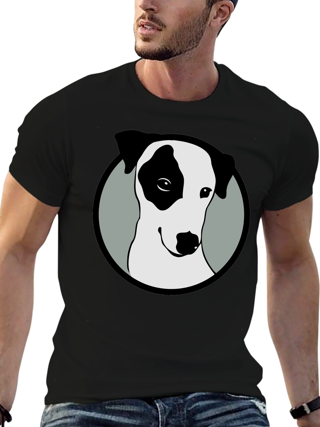 Dog Graphic Tee - Black Cotton Blend