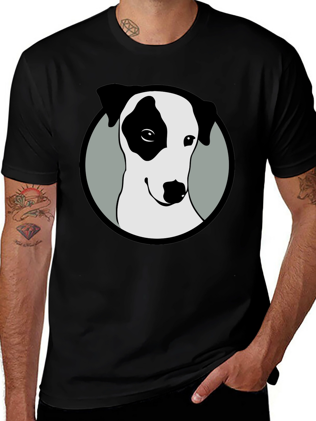 Dog Graphic Tee - Black Cotton Blend