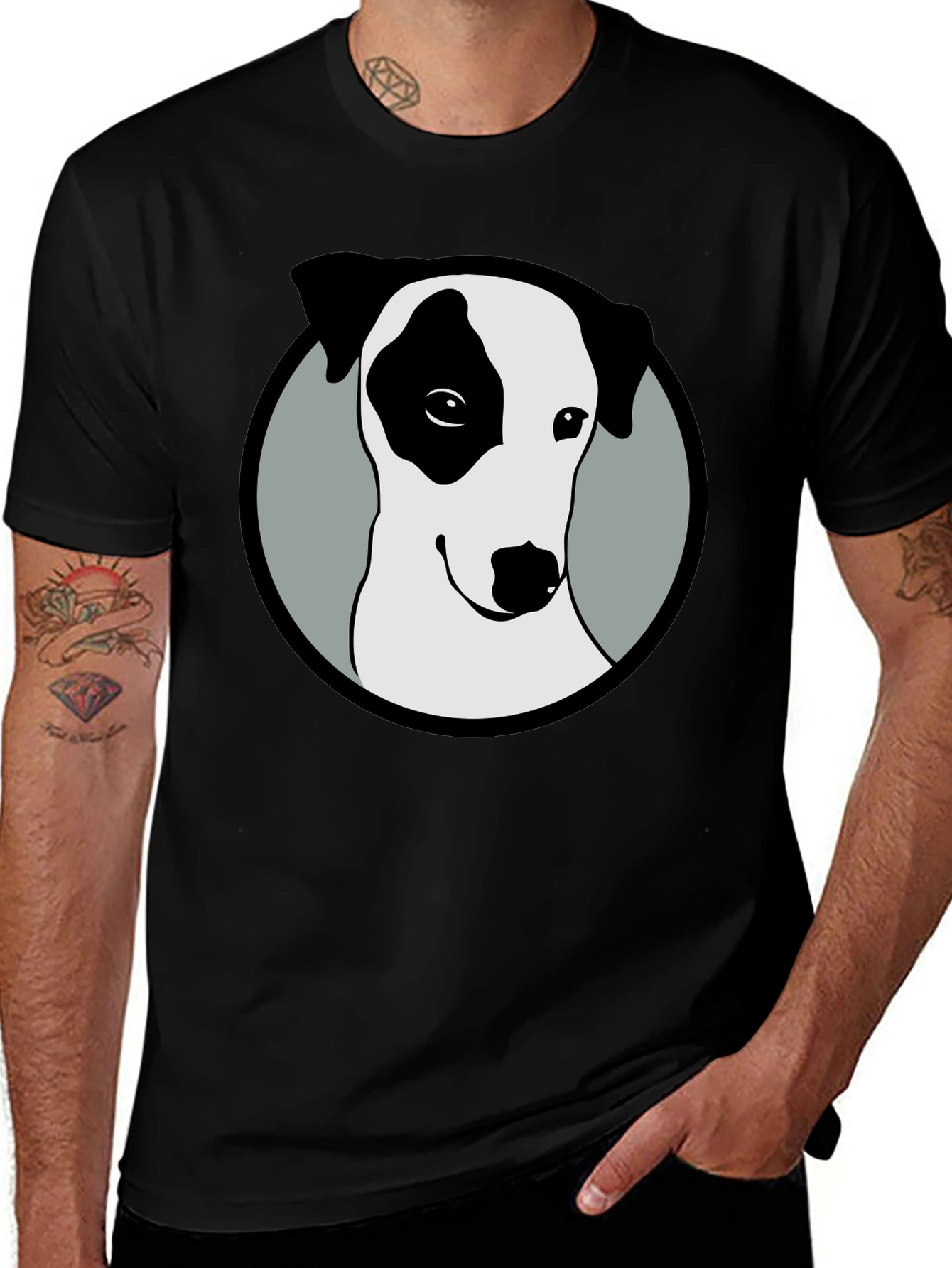 Dog Graphic Tee - Black Cotton Blend
