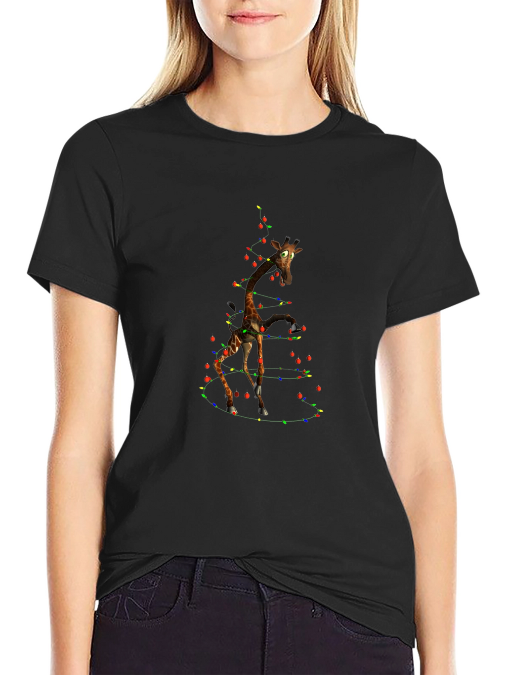 Giraffe Christmas Light T-Shirt