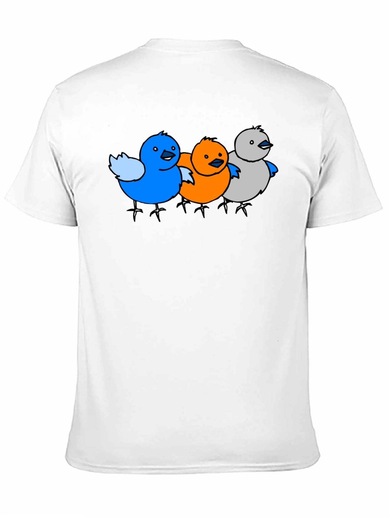 Cartoon Birds Graphic Black T-Shirt