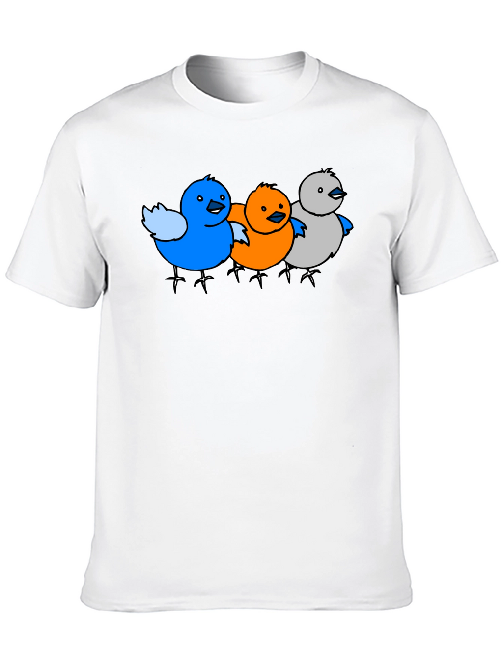 Cartoon Birds Graphic Black T-Shirt